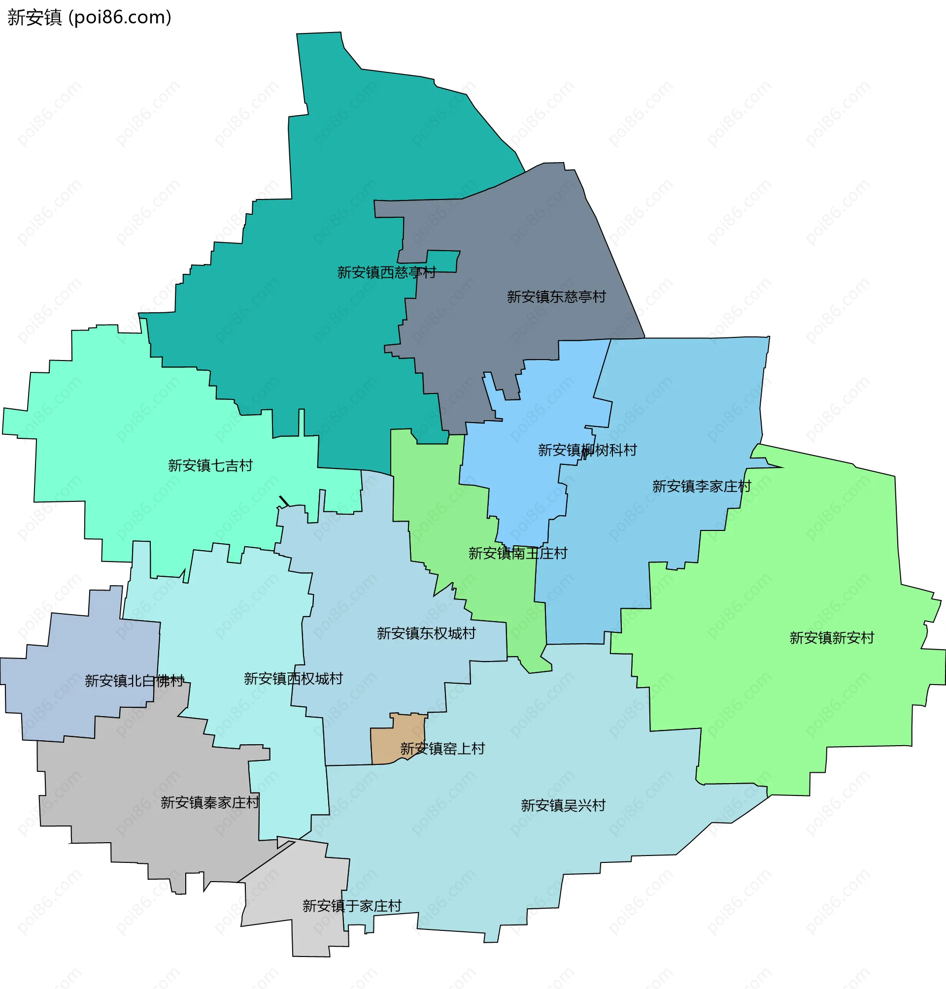 新安镇边界地图(五级行政区划)