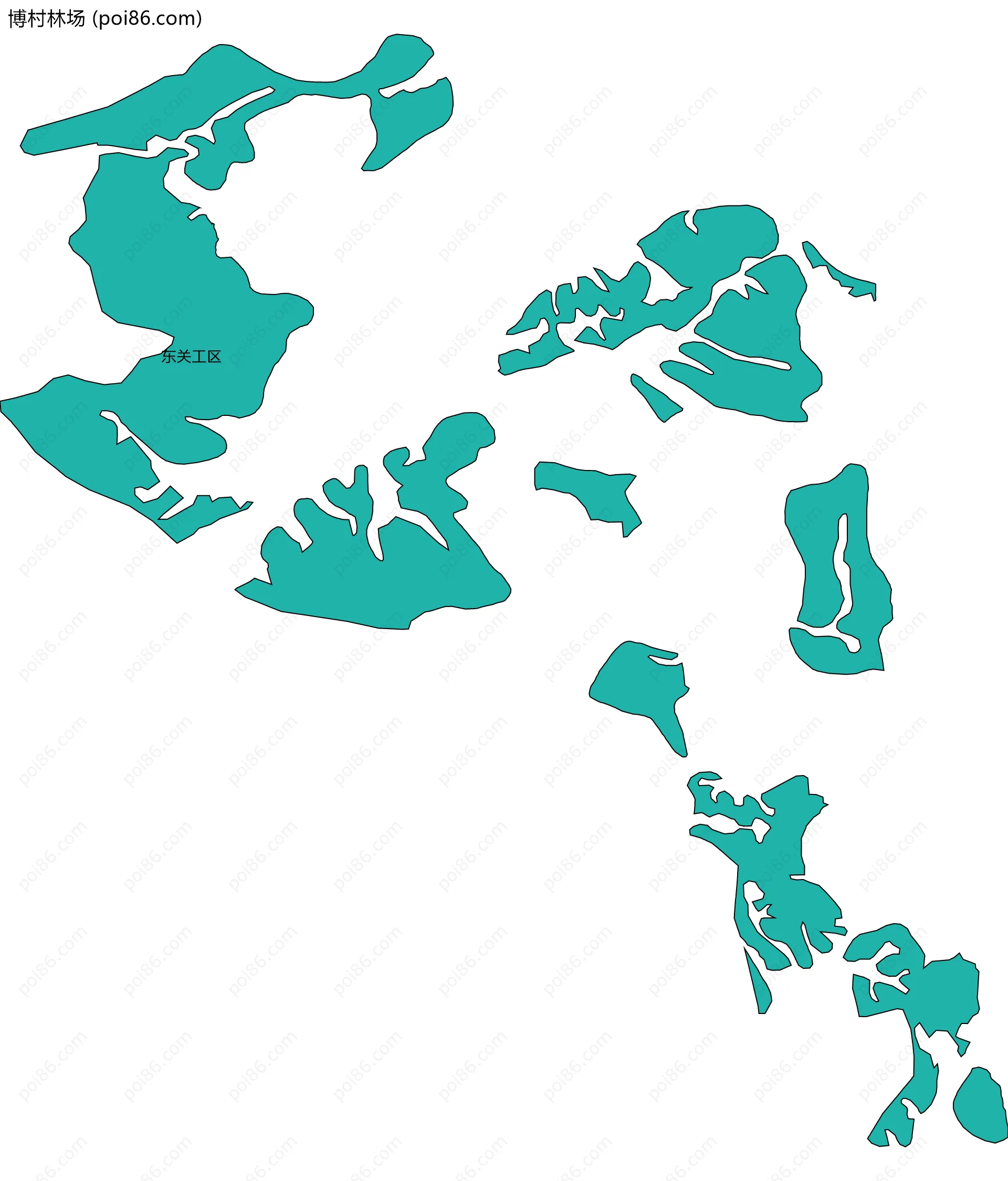 博村林场边界地图(五级行政区划)