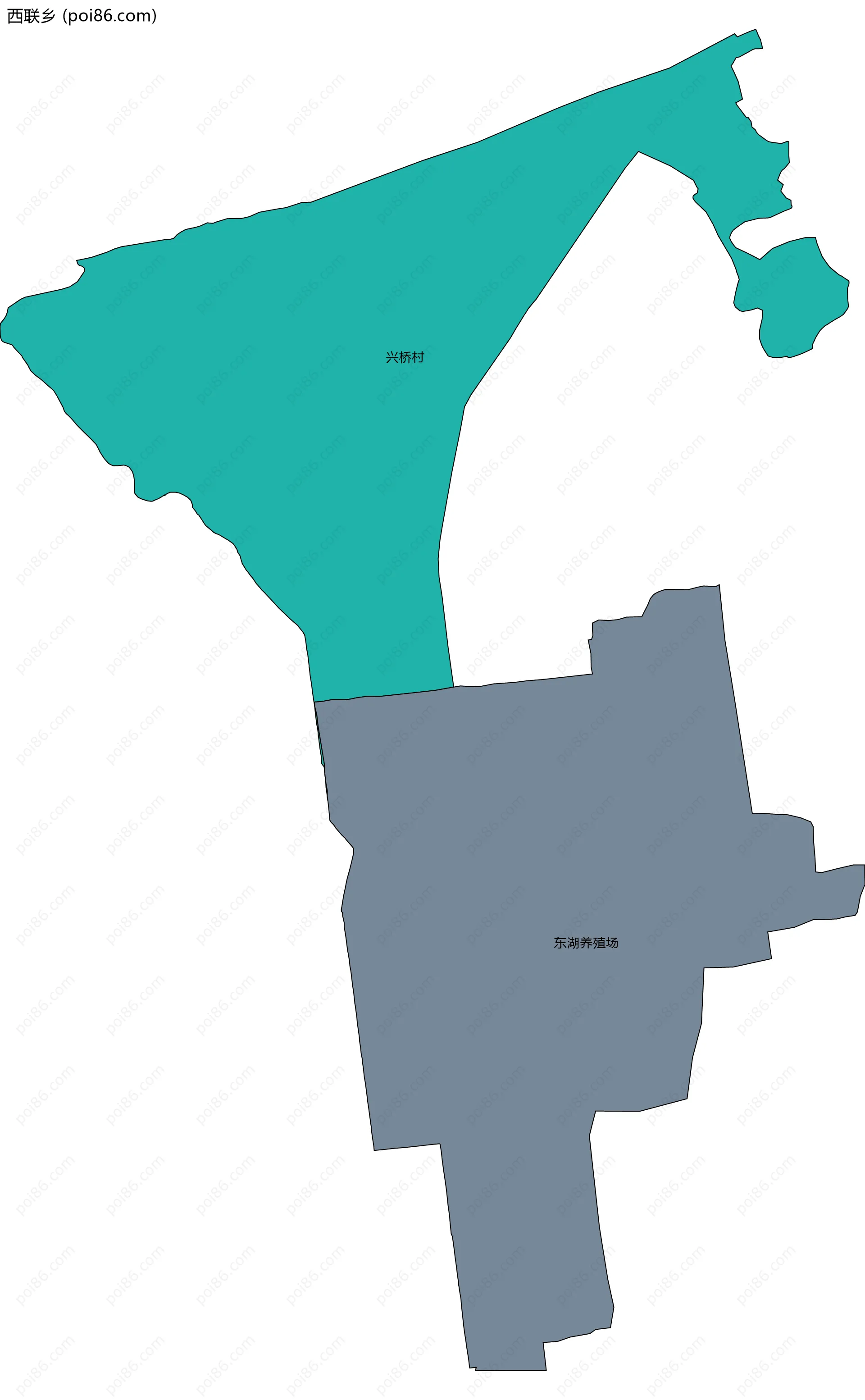 西联乡边界地图(五级行政区划)