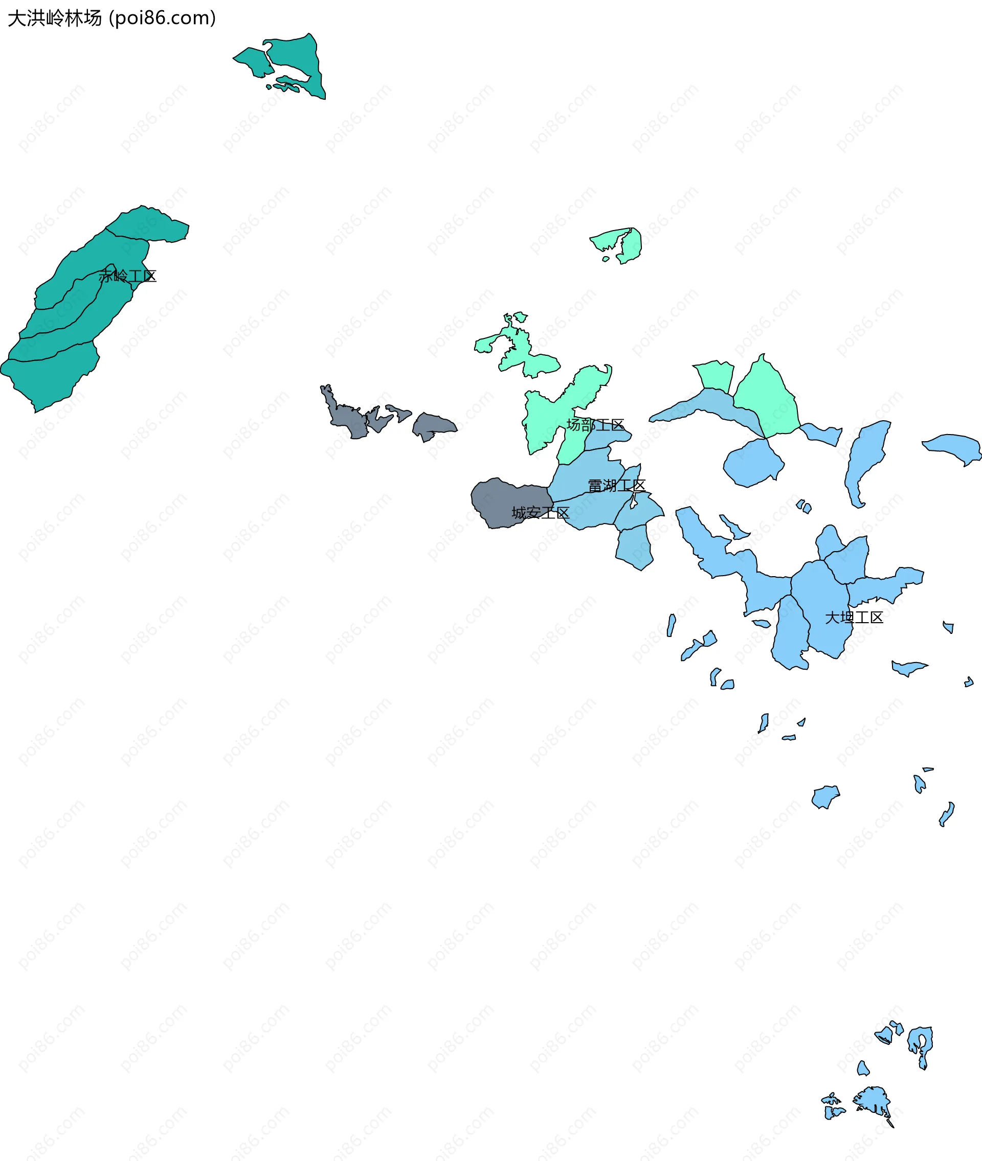 大洪岭林场边界地图(五级行政区划)
