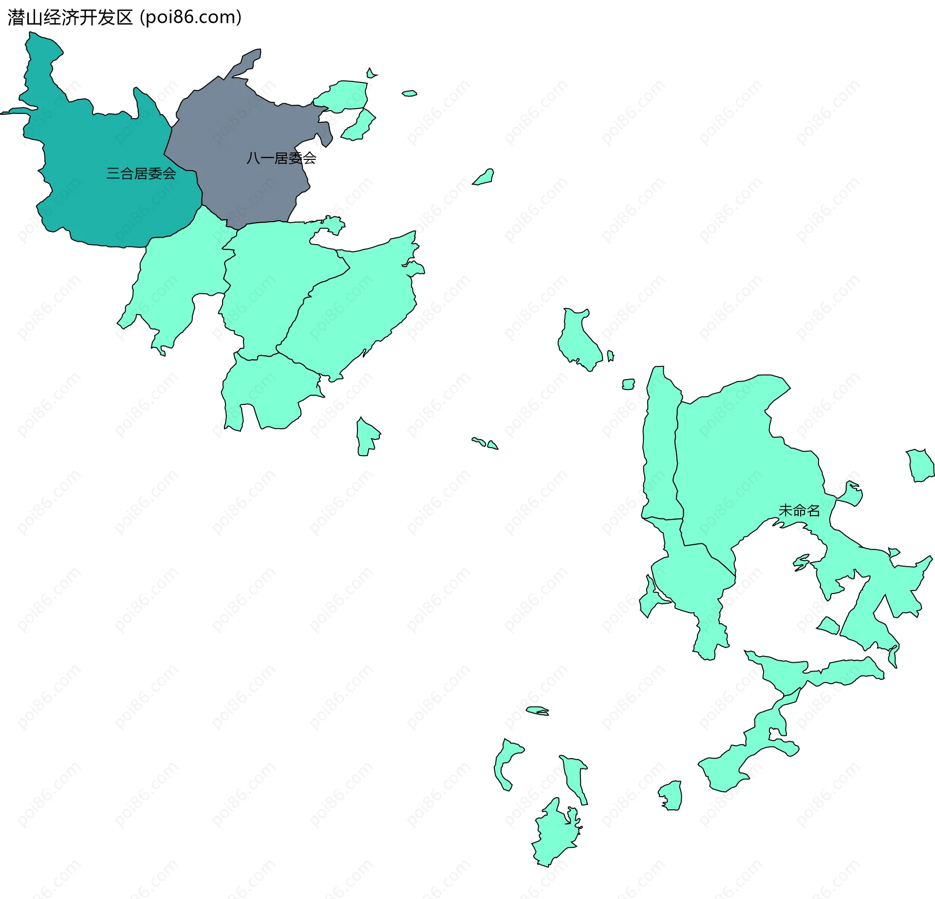 潜山经济开发区边界地图(五级行政区划)