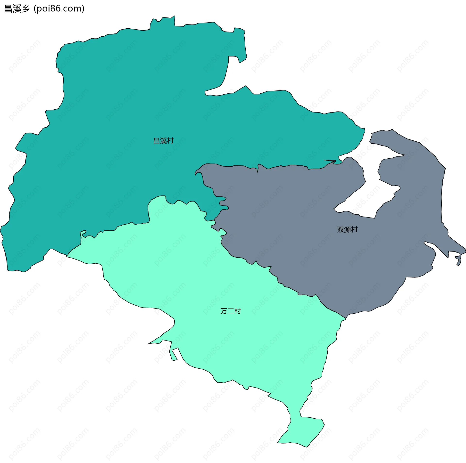 昌溪乡边界地图(五级行政区划)