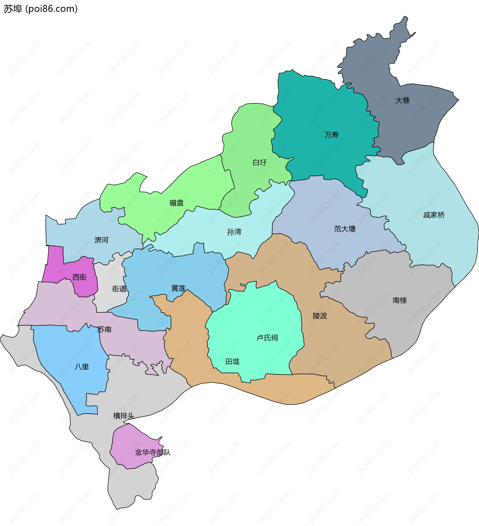 苏埠边界地图(五级行政区划)