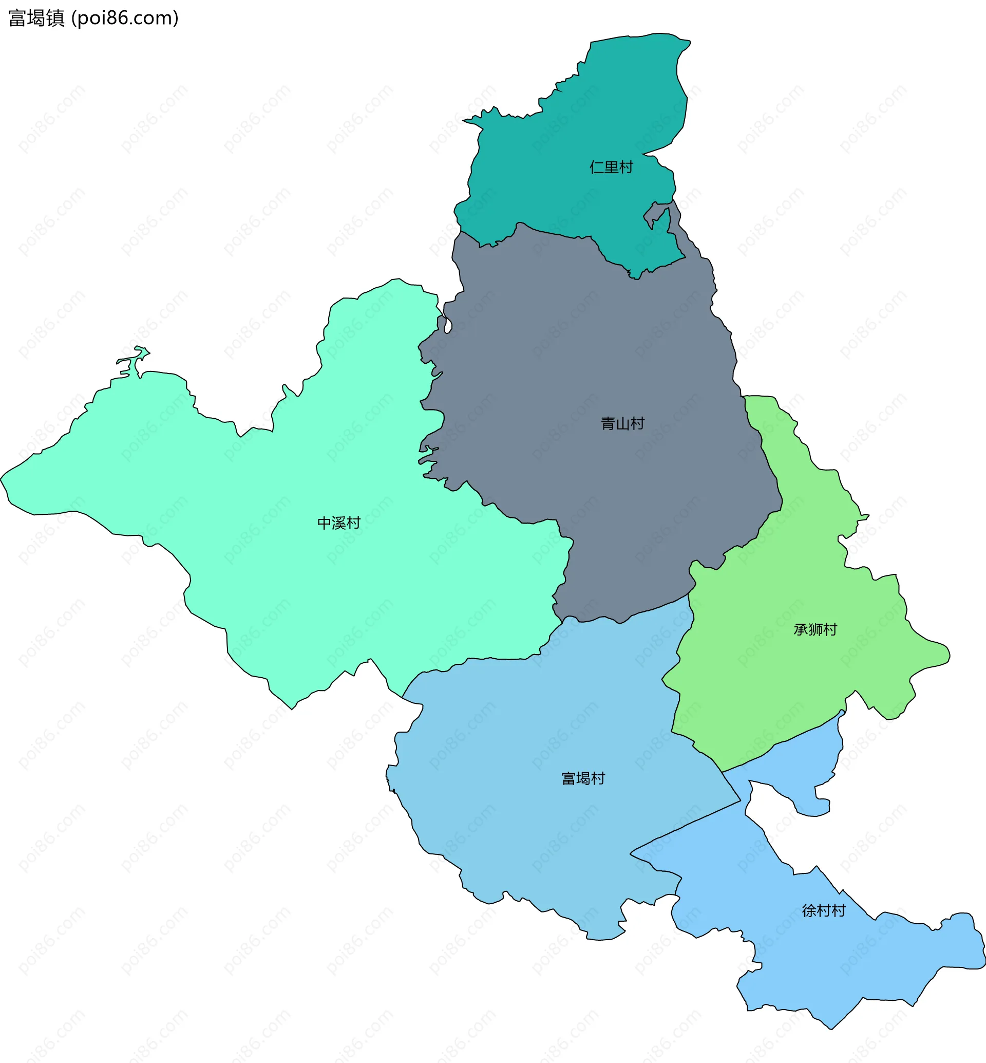 富堨镇边界地图(五级行政区划)