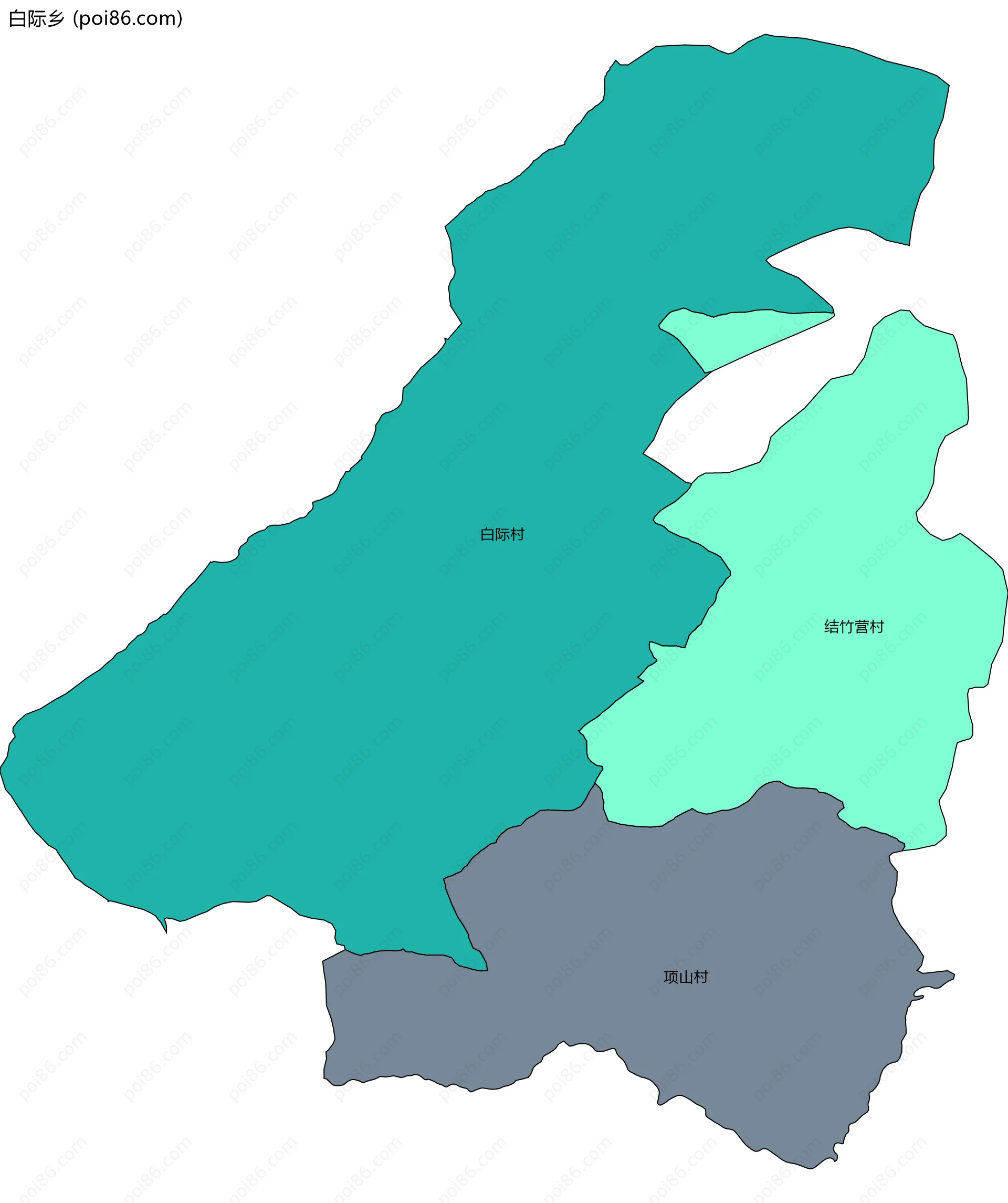 白际乡边界地图(五级行政区划)