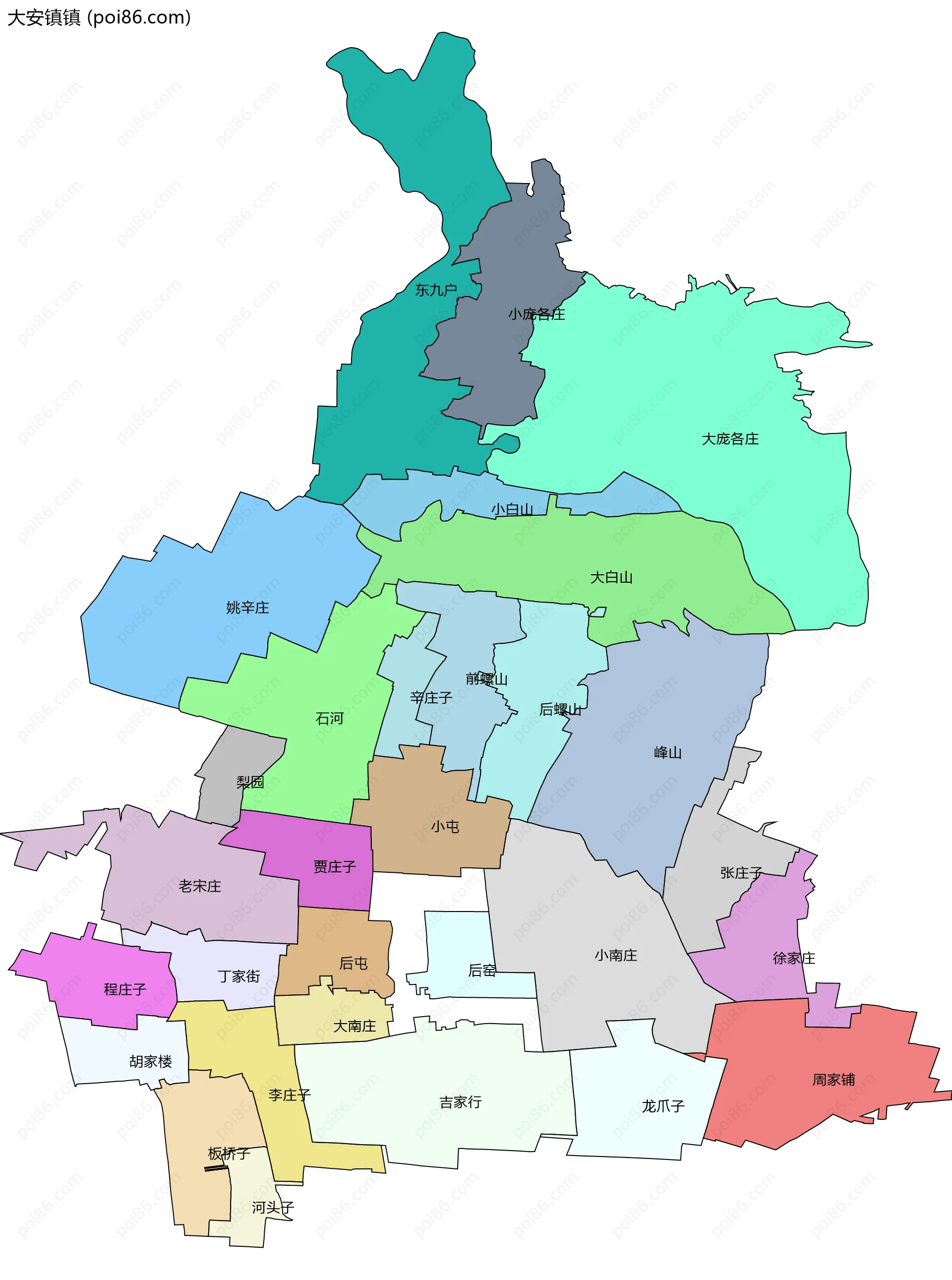 大安镇镇边界地图(五级行政区划)