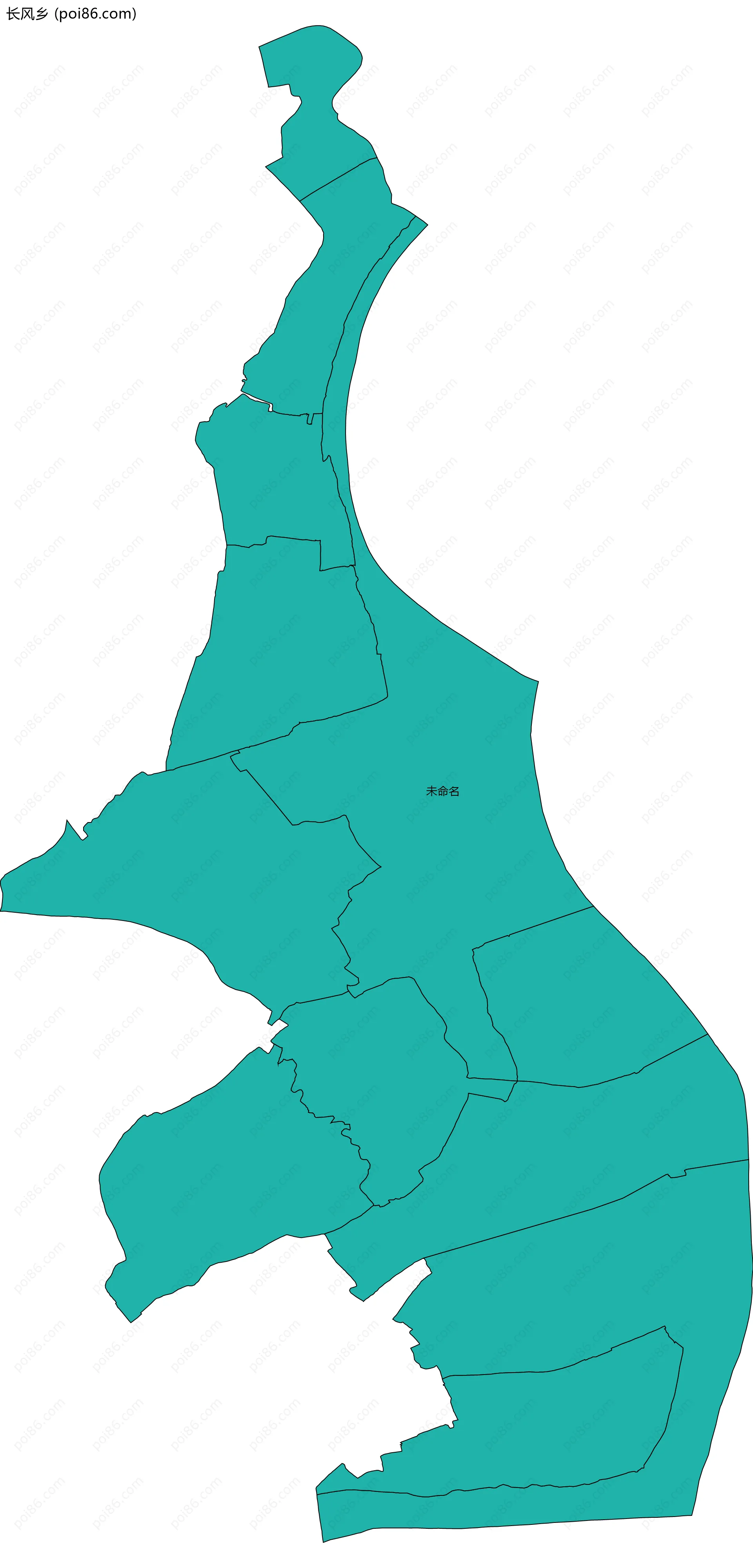 长风乡边界地图(五级行政区划)