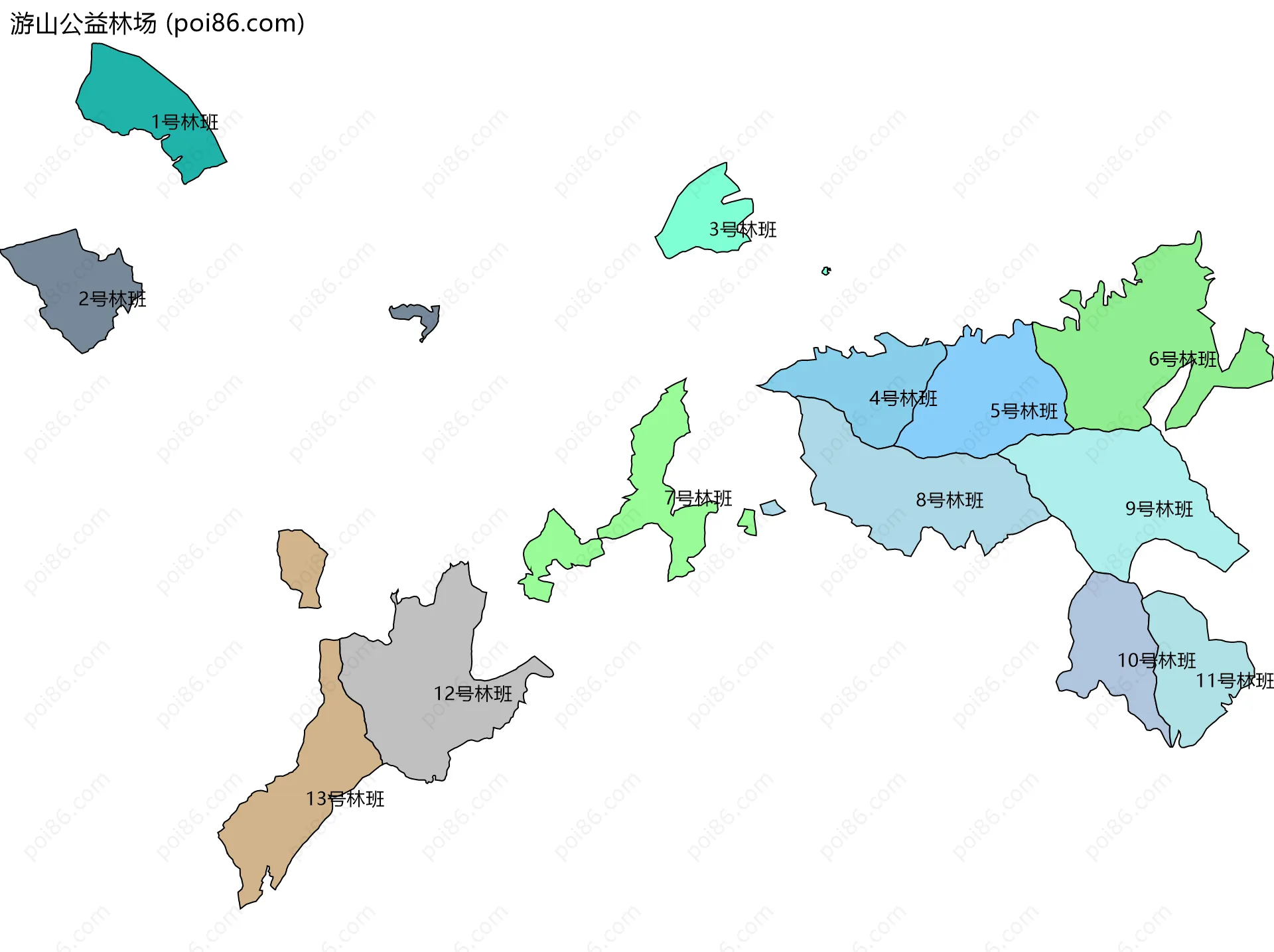 游山公益林场边界地图(五级行政区划)