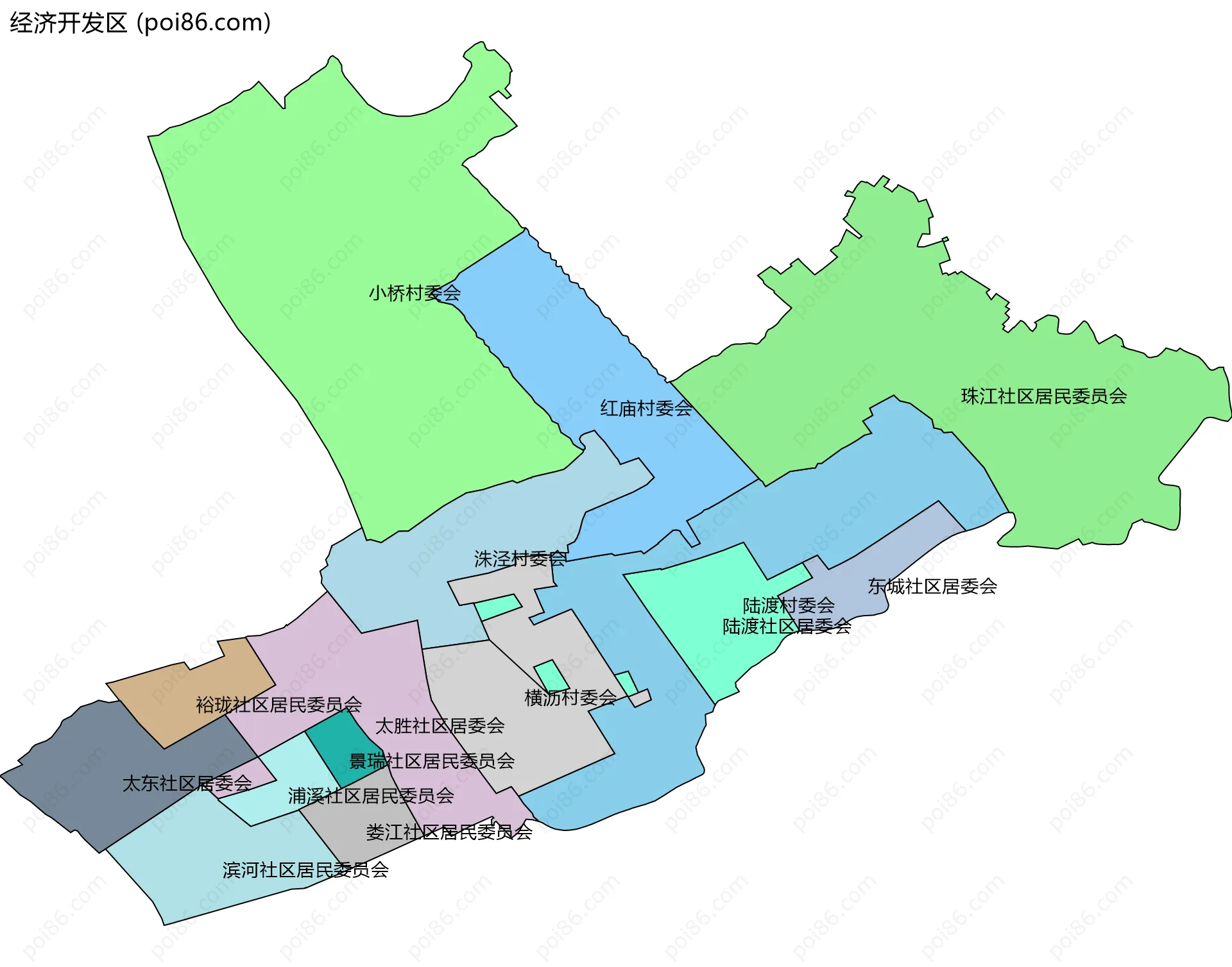 经济开发区边界地图(五级行政区划)