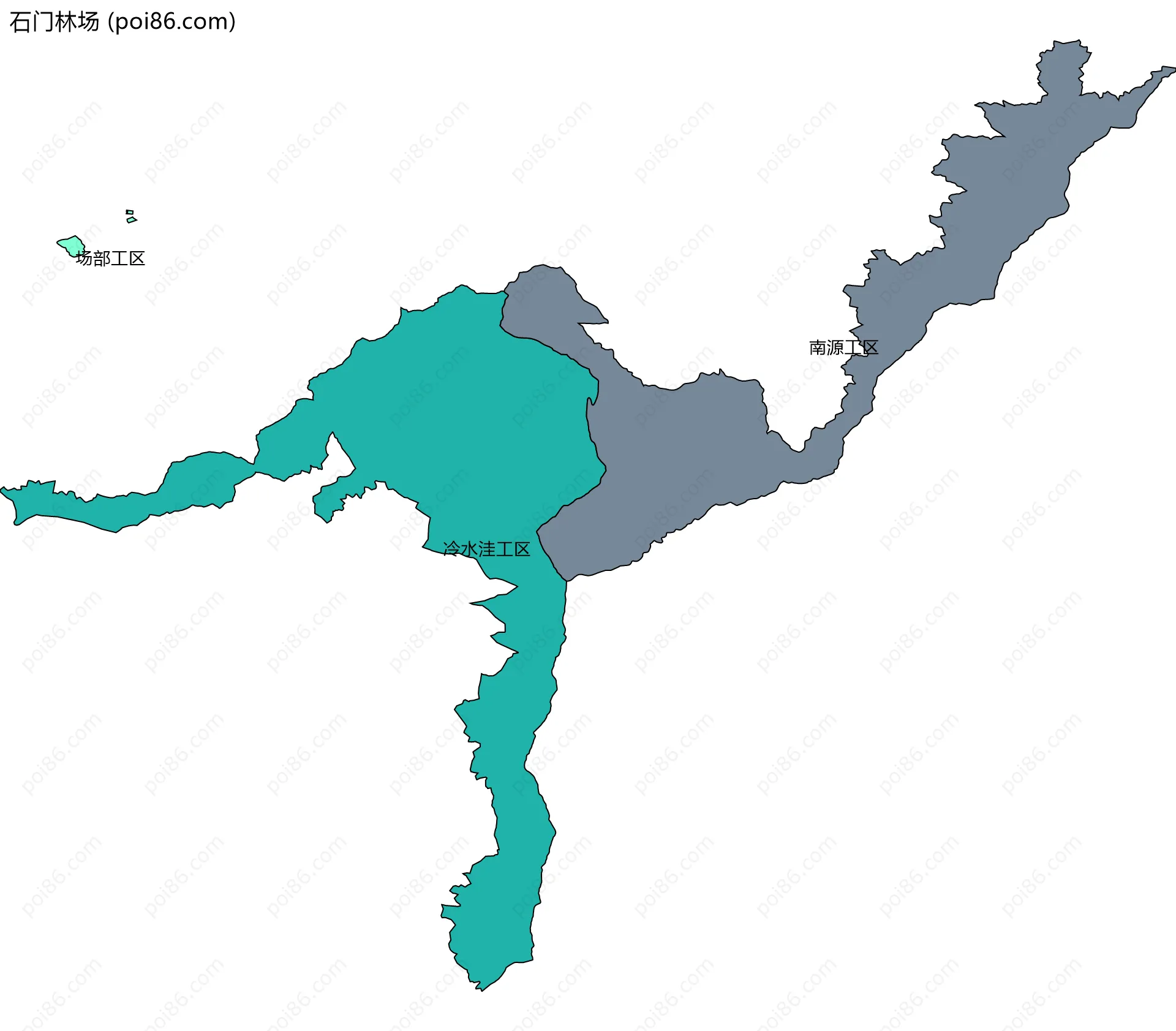 石门林场边界地图(五级行政区划)
