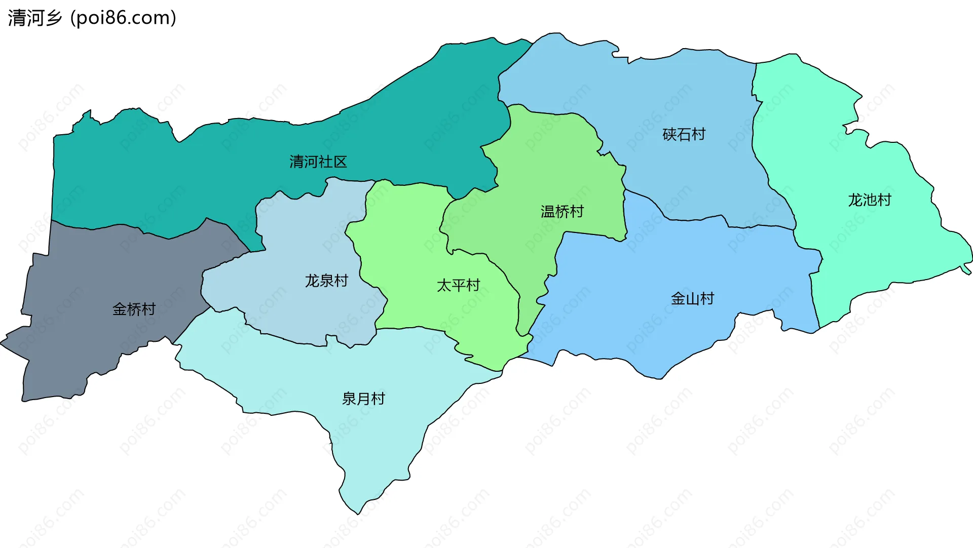 清河乡边界地图(五级行政区划)