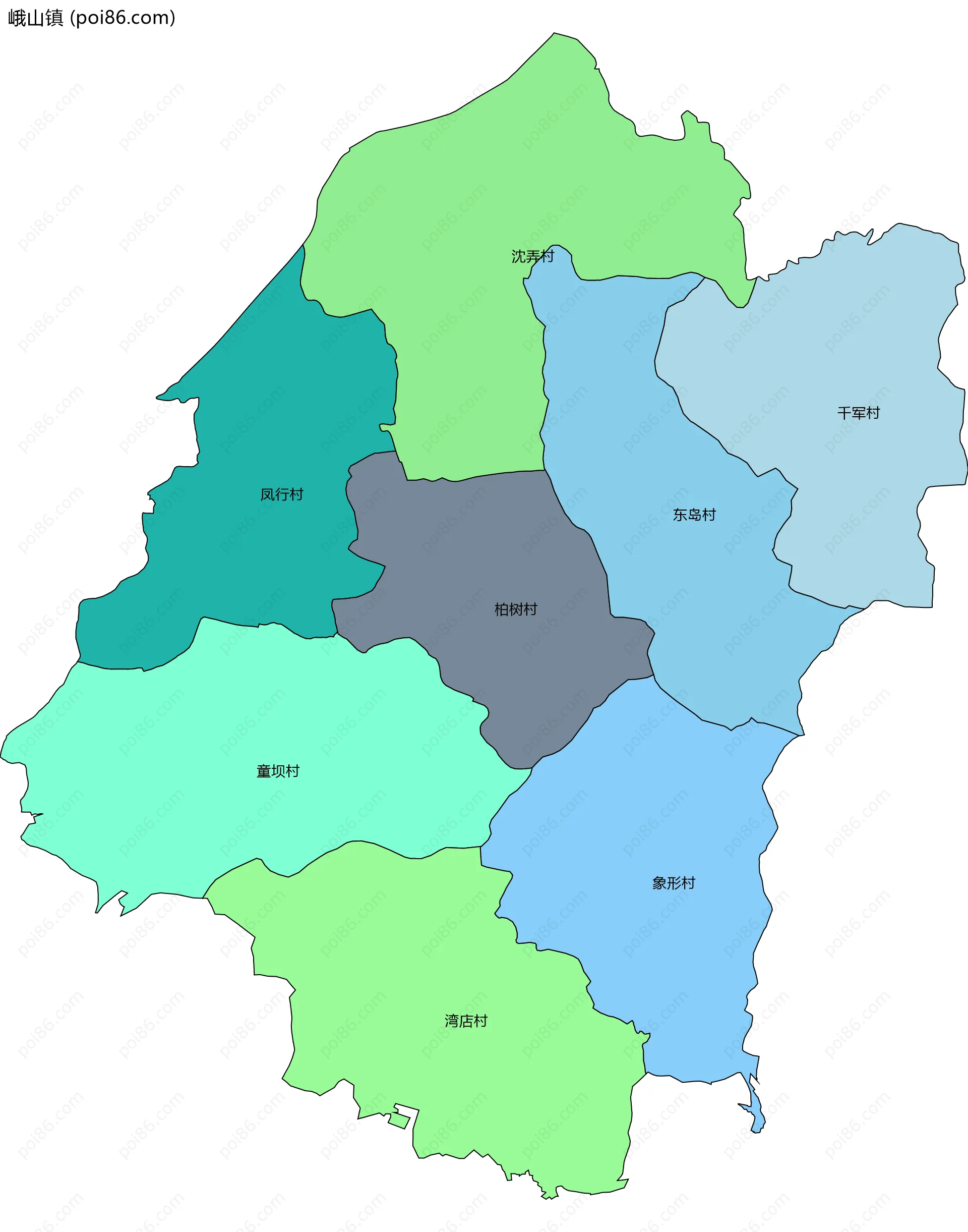 峨山镇边界地图(五级行政区划)