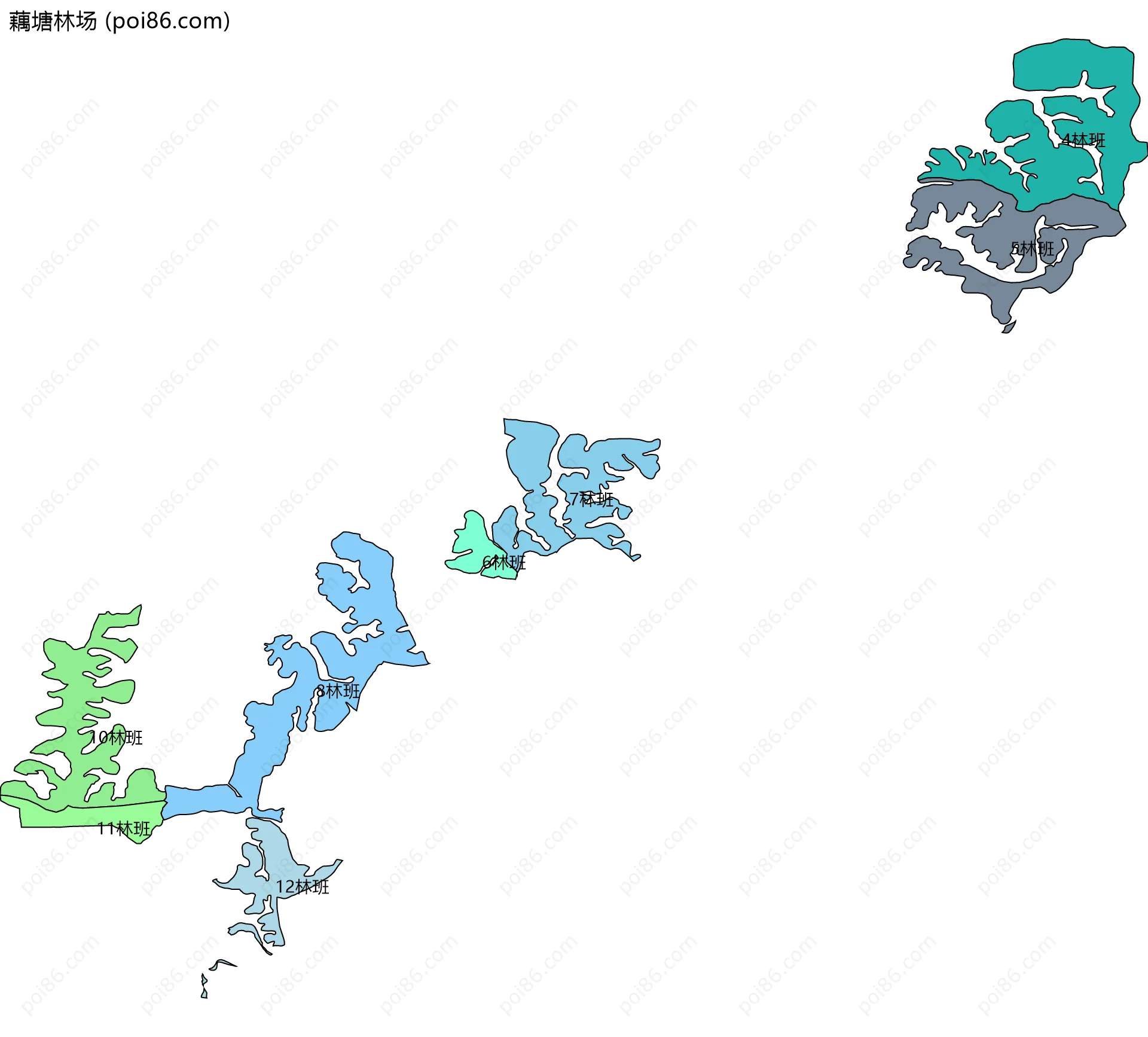 藕塘林场边界地图(五级行政区划)