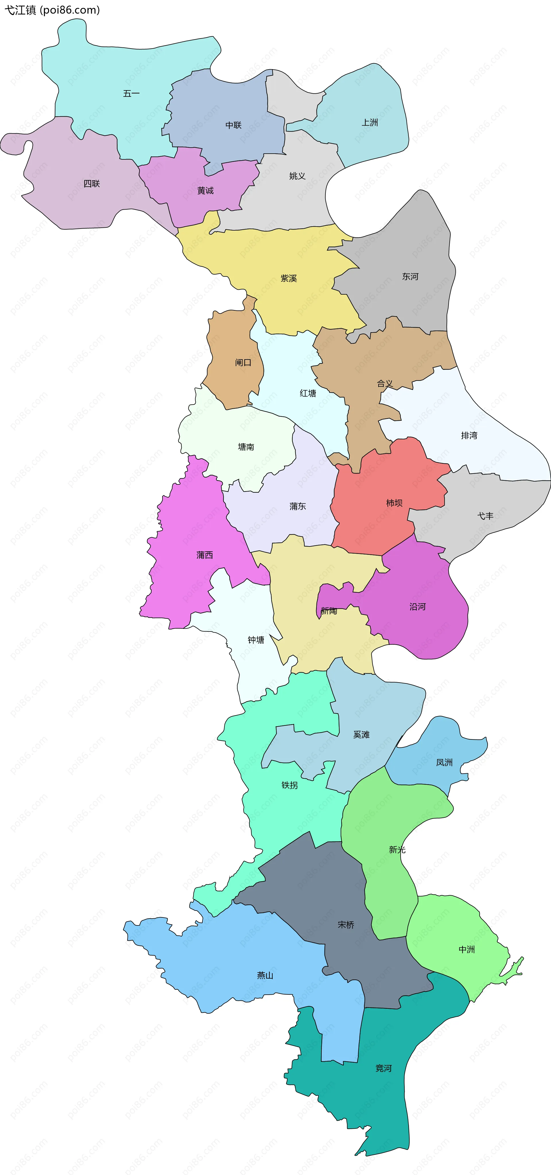 弋江镇边界地图(五级行政区划)