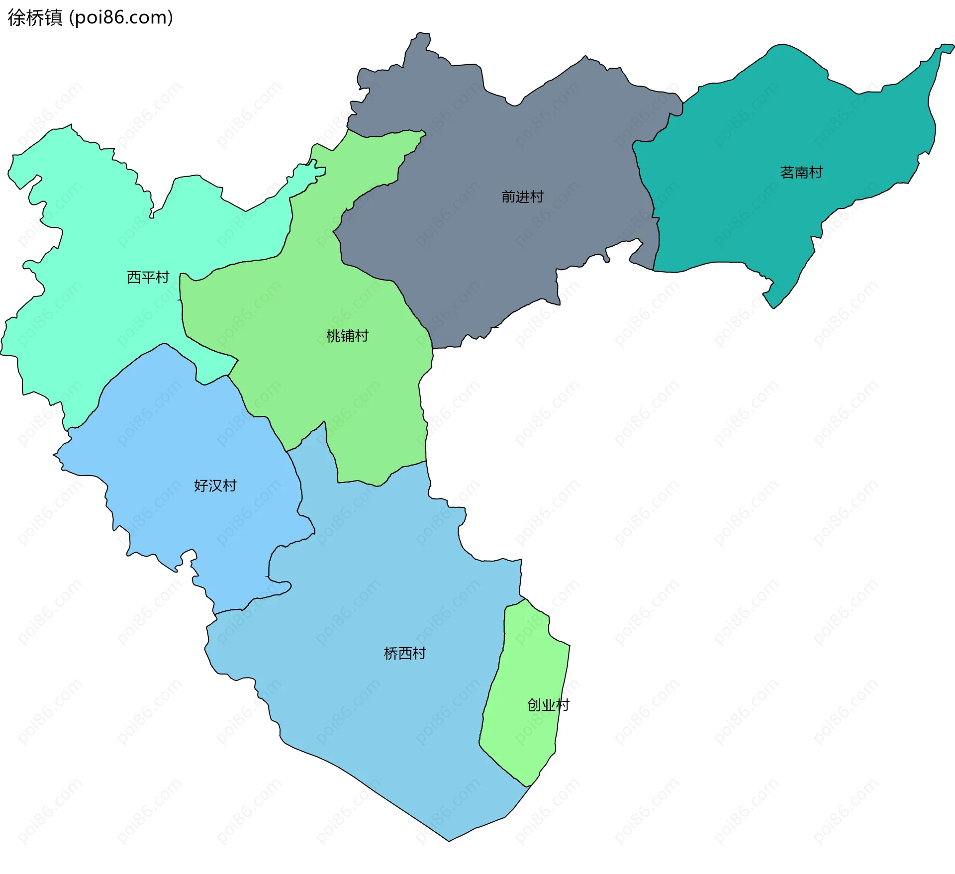 徐桥镇边界地图(五级行政区划)