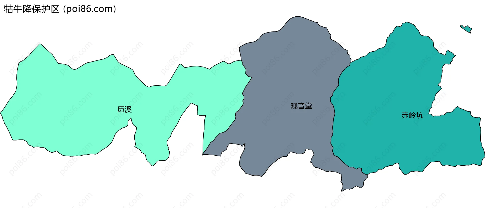 牯牛降保护区边界地图(五级行政区划)