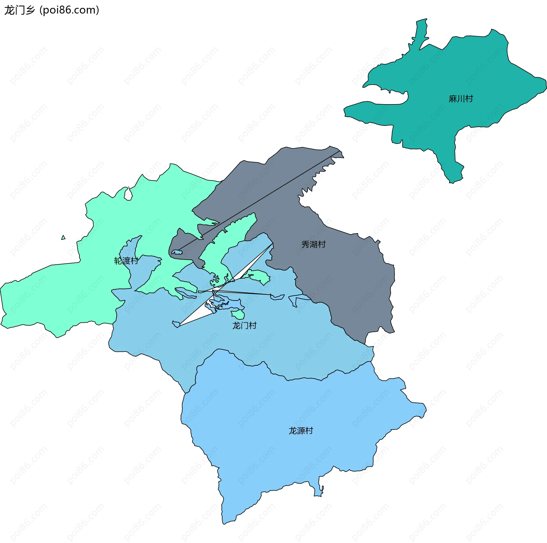 龙门乡边界地图(五级行政区划)