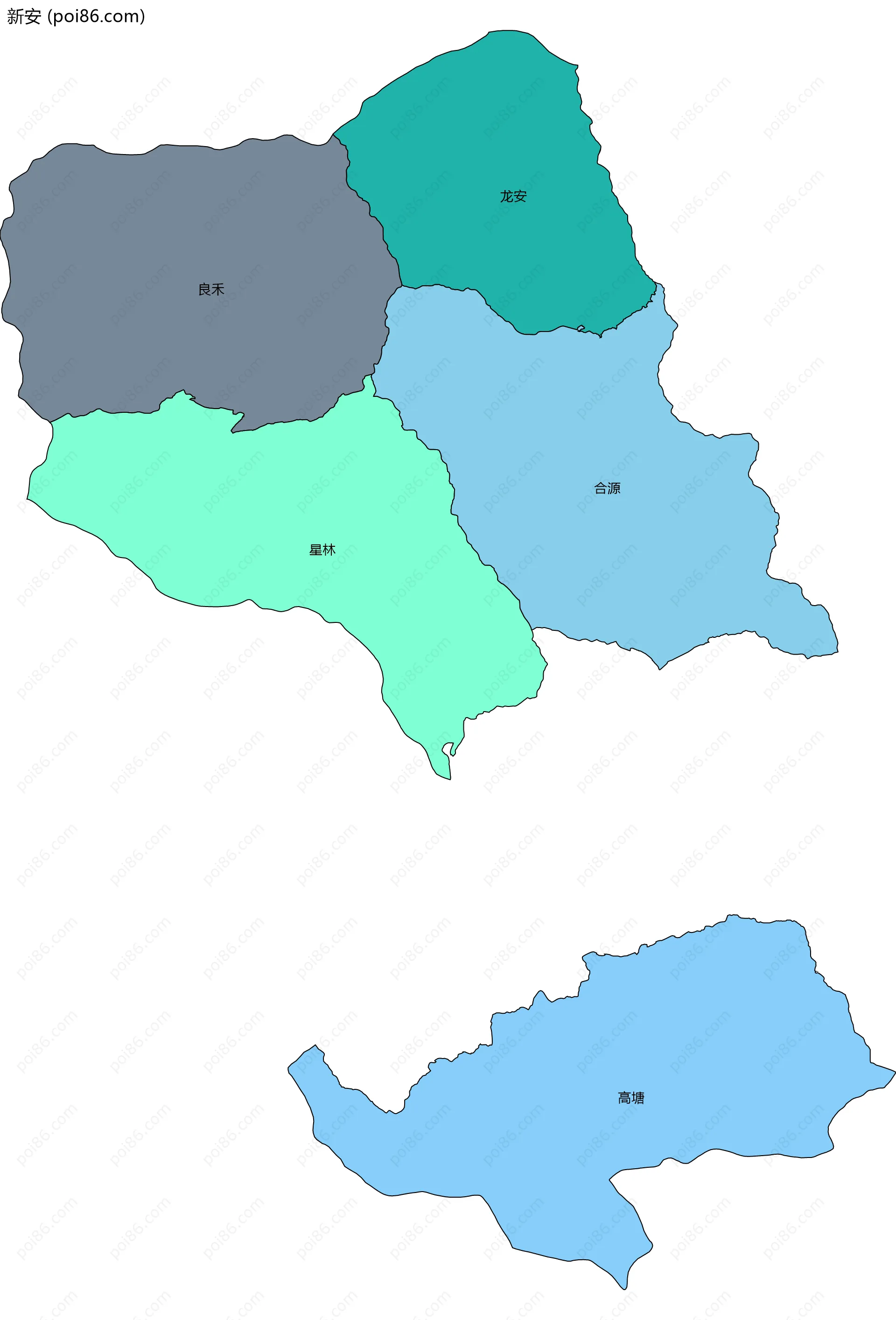 新安边界地图(五级行政区划)