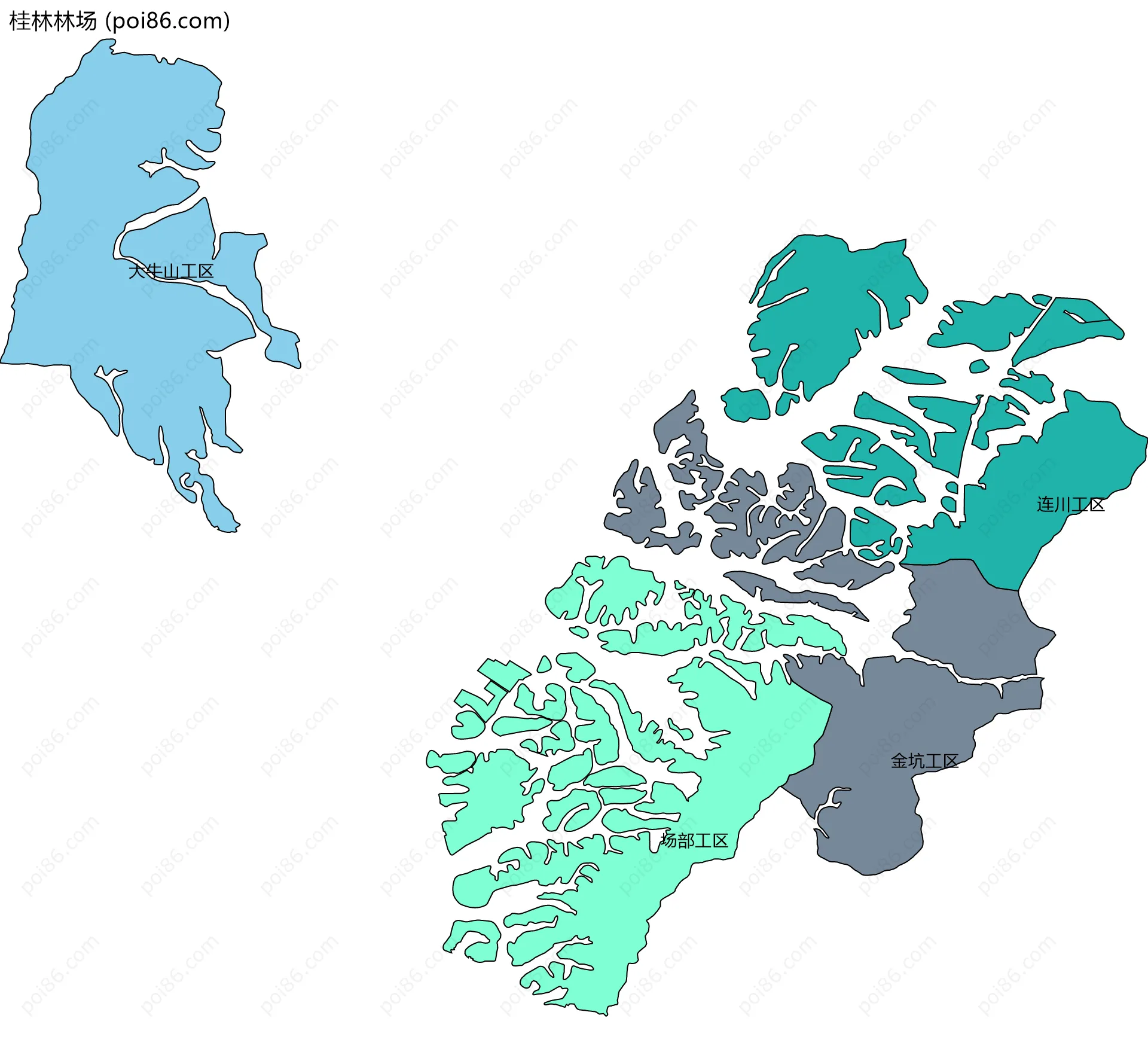 桂林林场边界地图(五级行政区划)