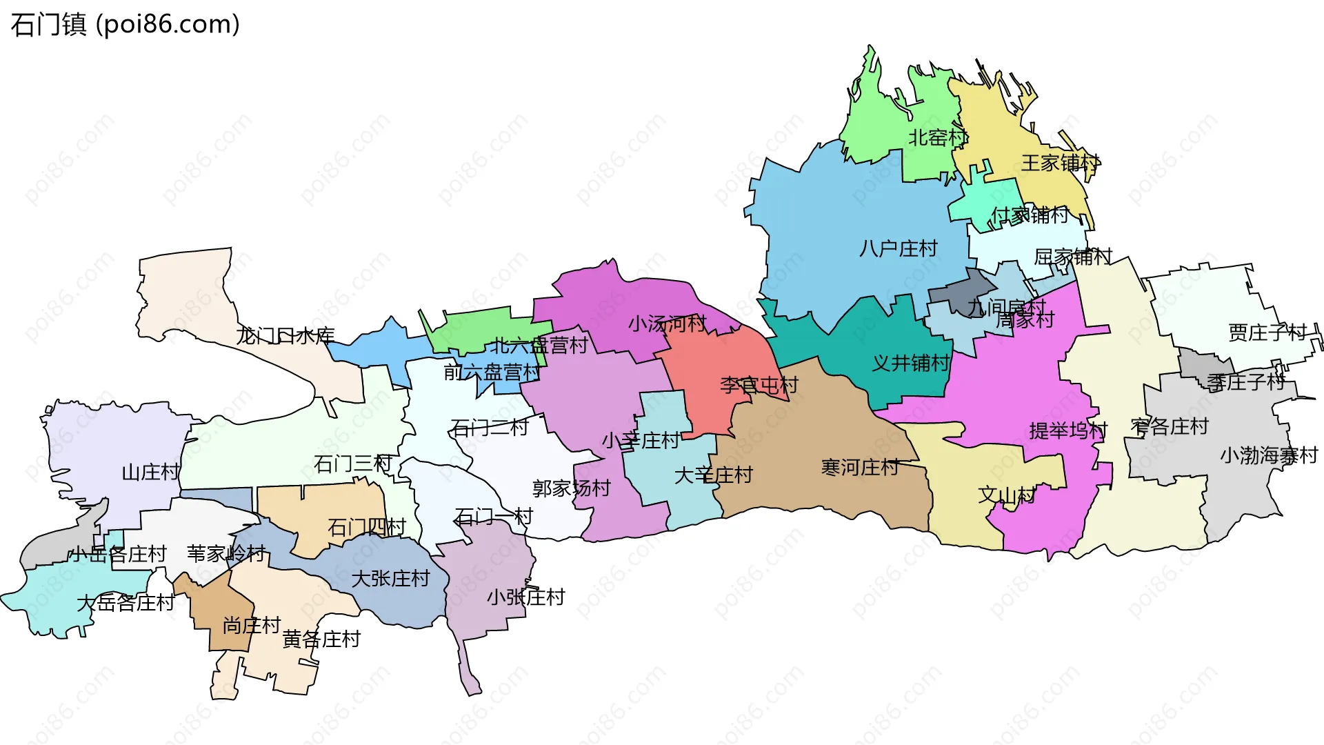 石门镇边界地图(五级行政区划)