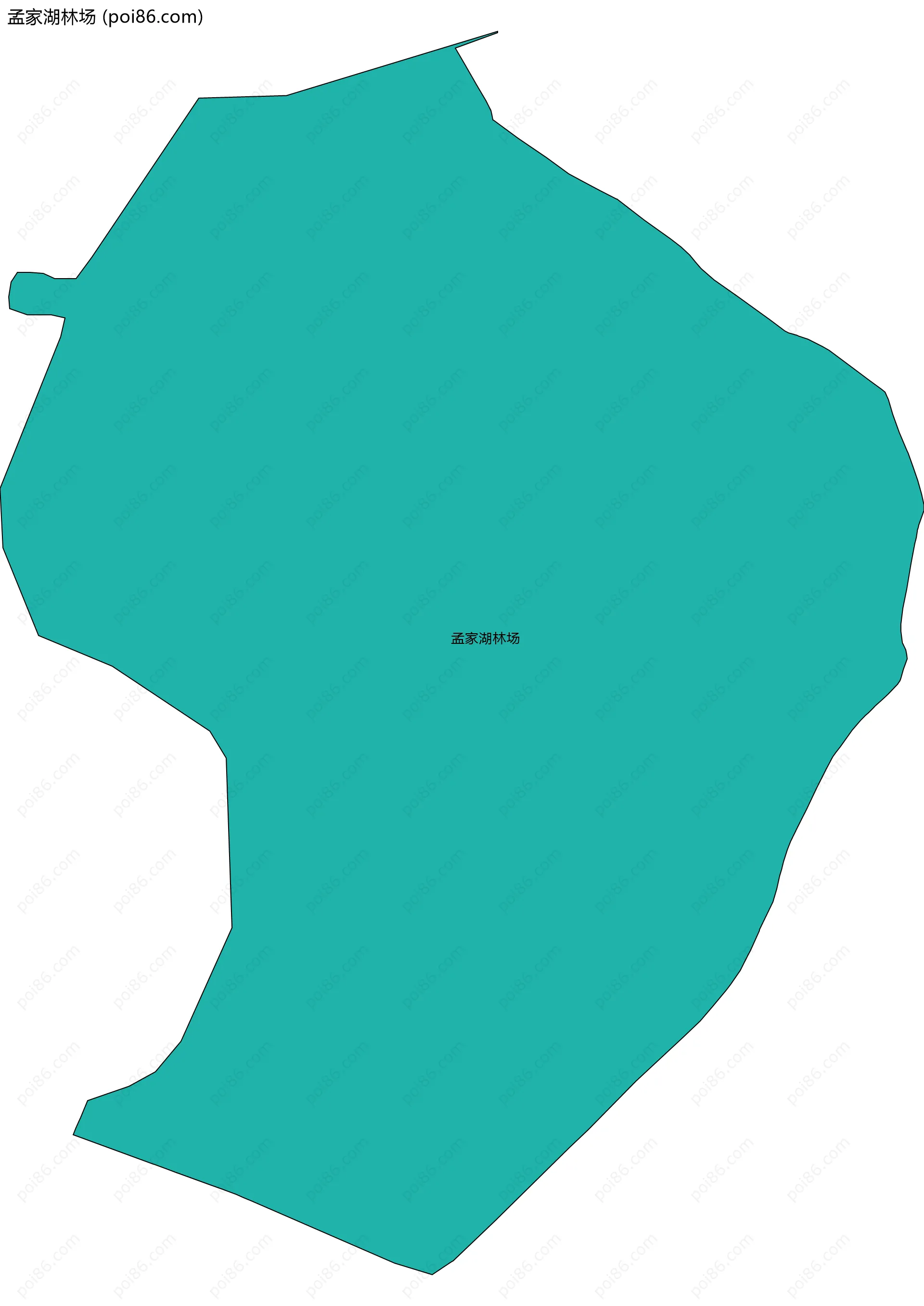 孟家湖林场边界地图(五级行政区划)