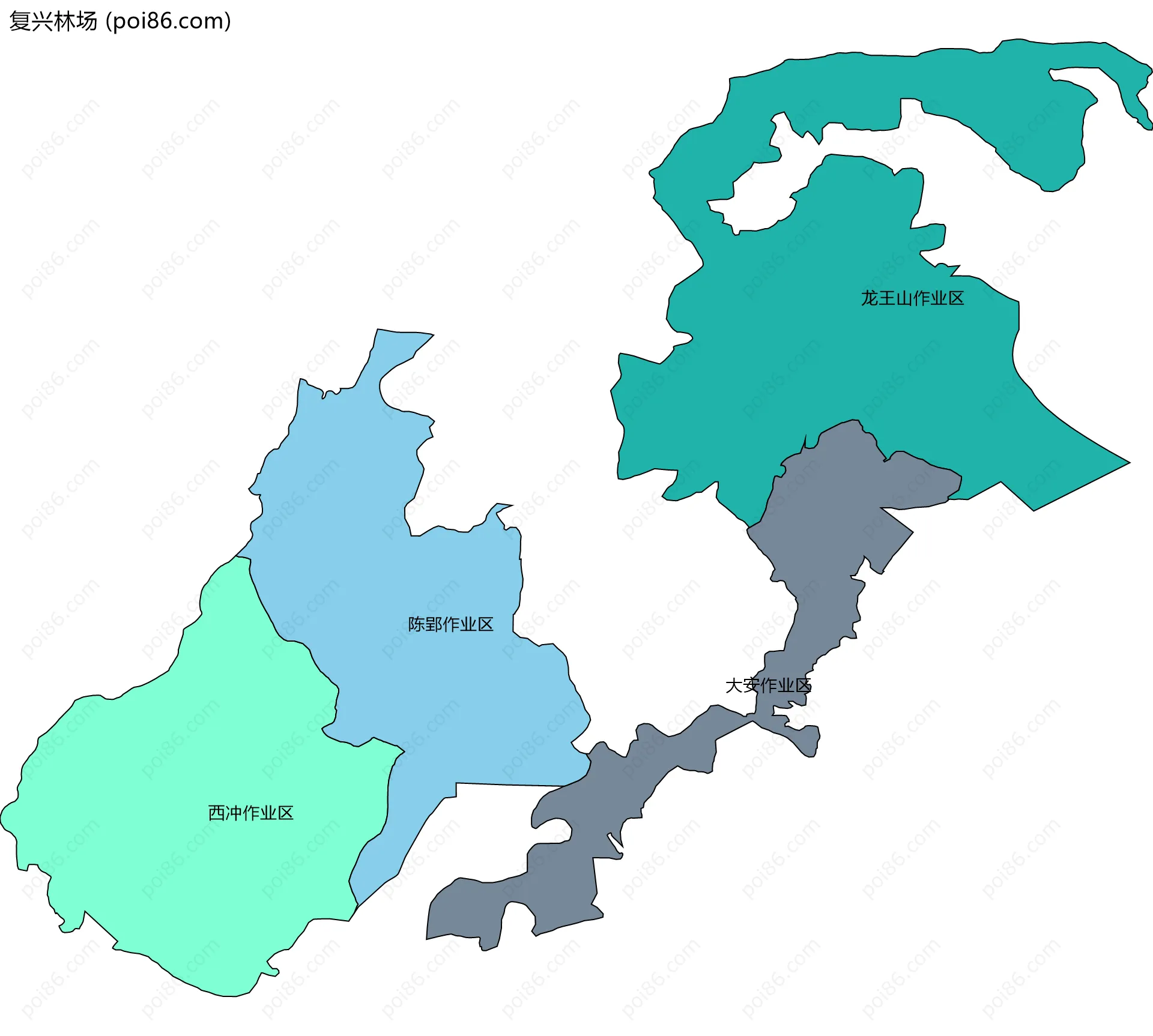复兴林场边界地图(五级行政区划)