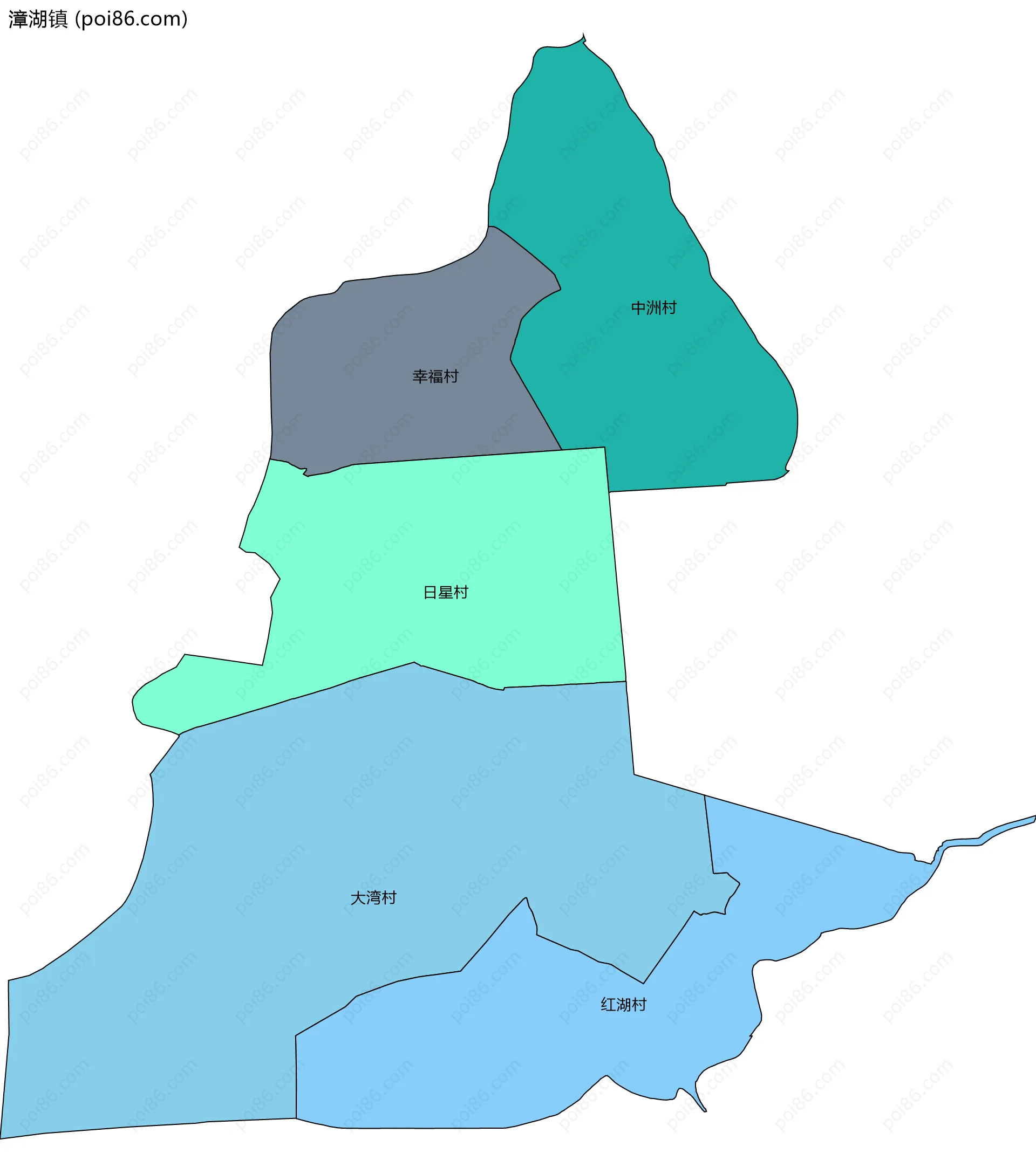 漳湖镇边界地图(五级行政区划)