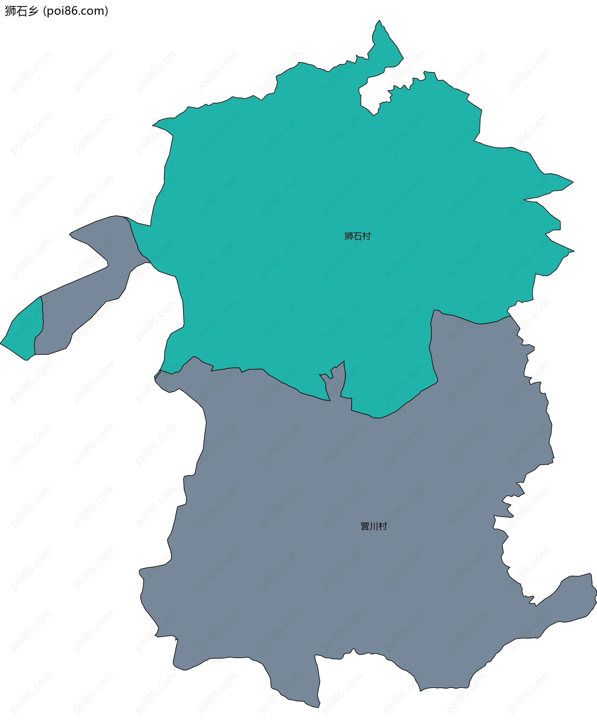 狮石乡边界地图(五级行政区划)