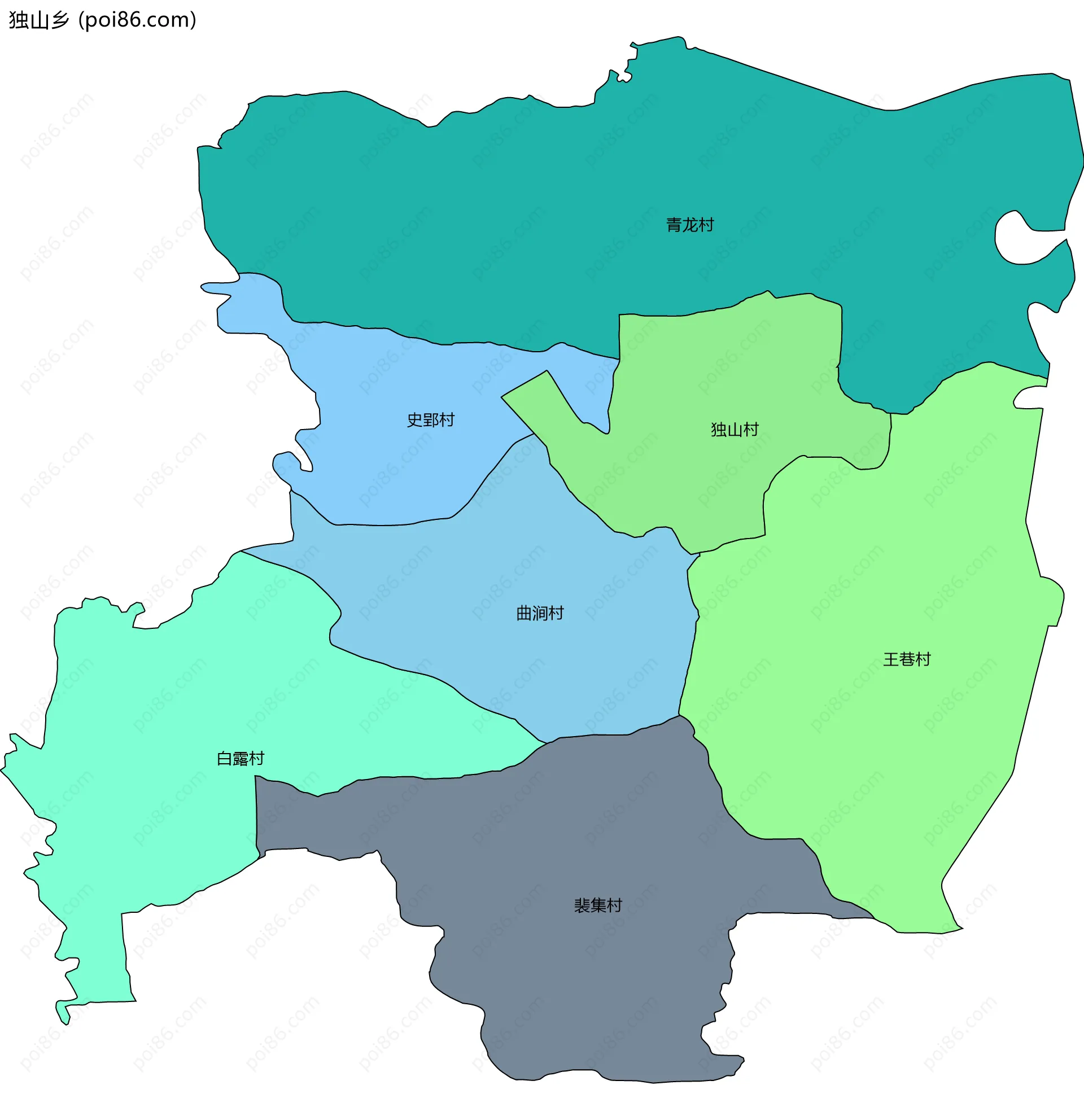 独山乡边界地图(五级行政区划)