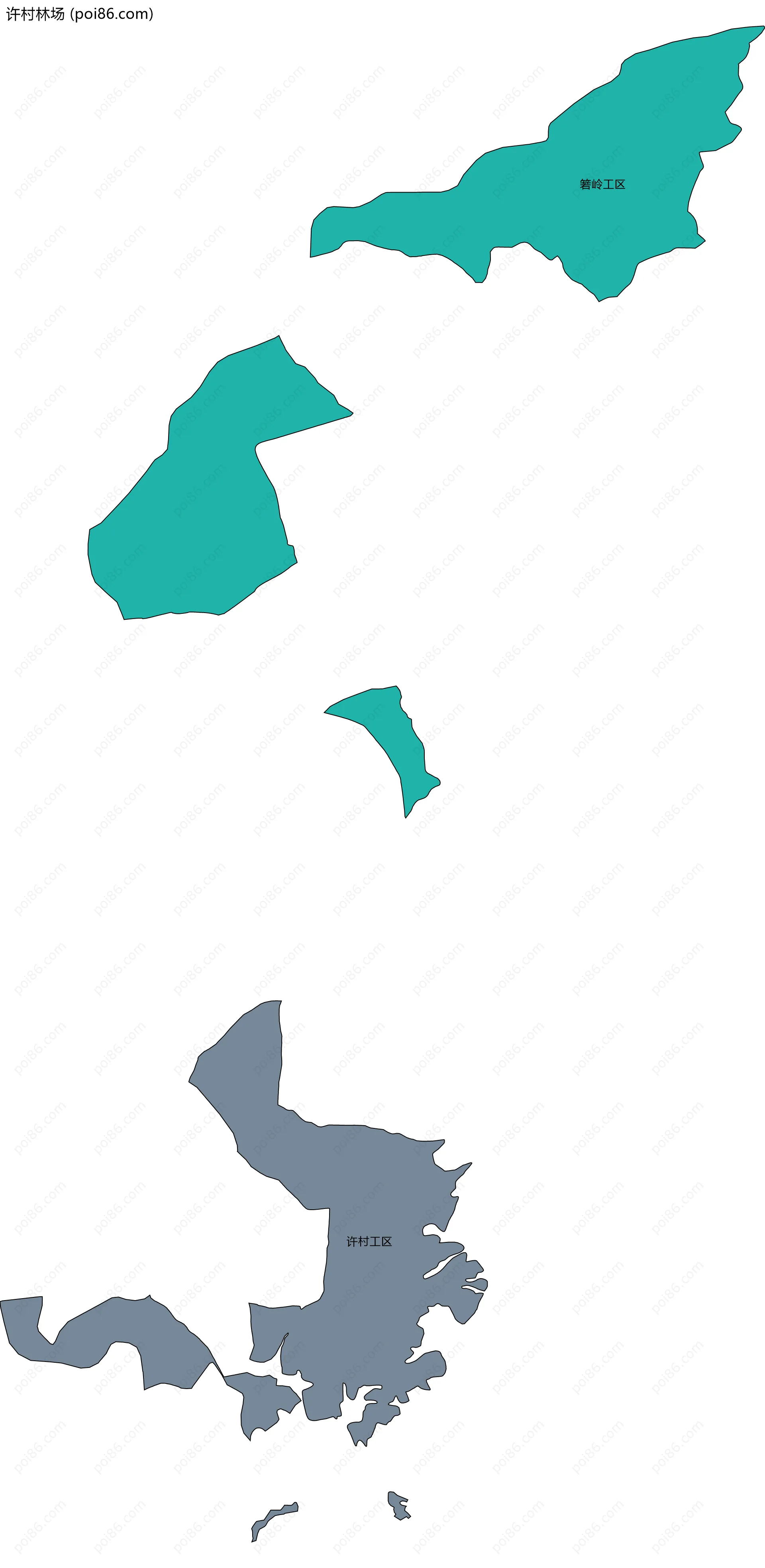 许村林场边界地图(五级行政区划)