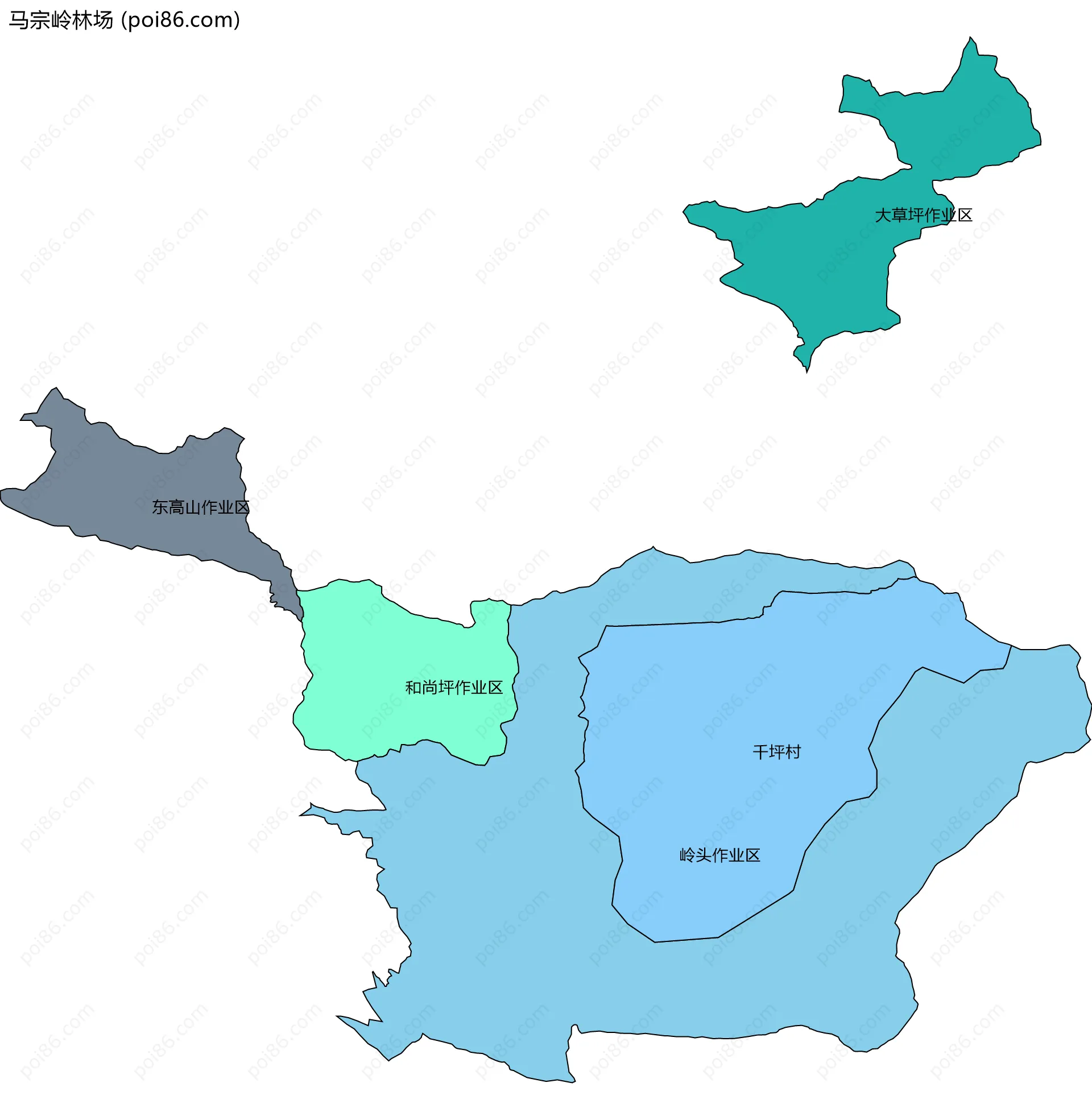 马宗岭林场边界地图(五级行政区划)
