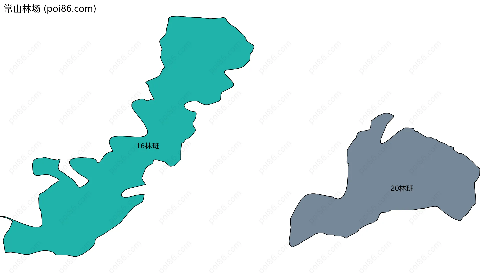 常山林场边界地图(五级行政区划)