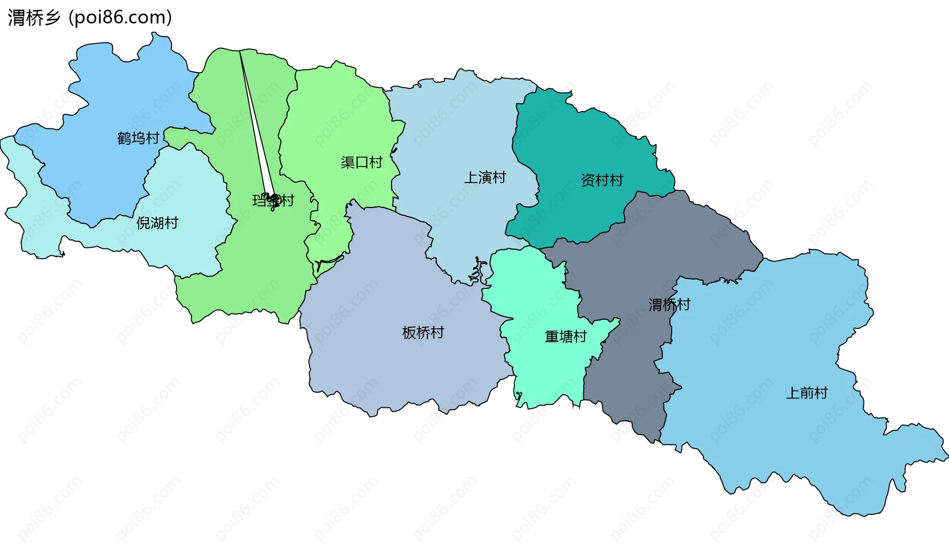 渭桥乡边界地图(五级行政区划)