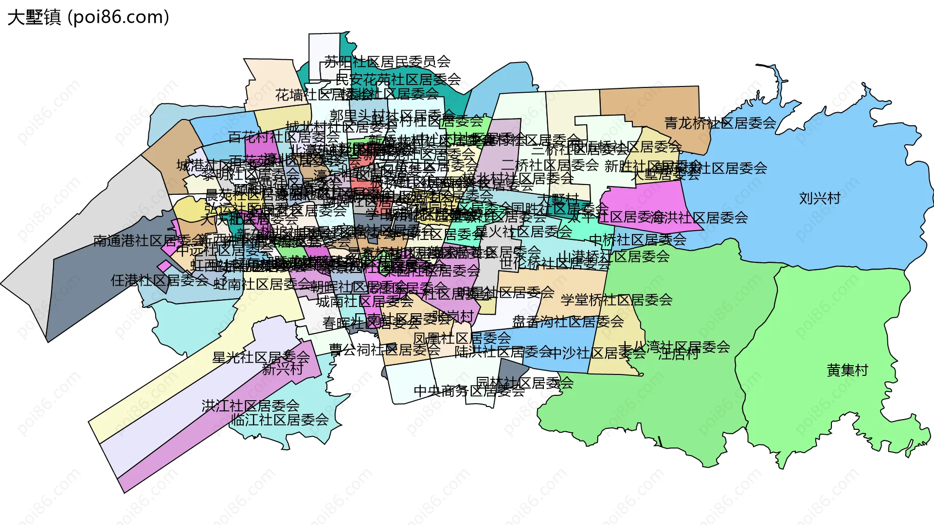 大墅镇边界地图(五级行政区划)