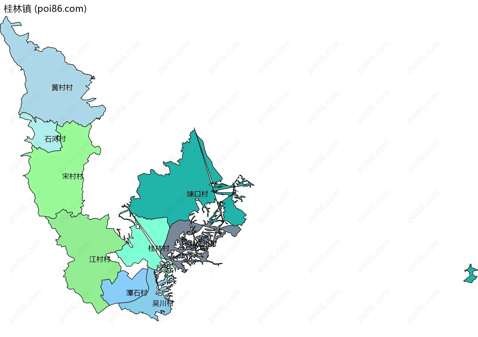 桂林镇边界地图(五级行政区划)