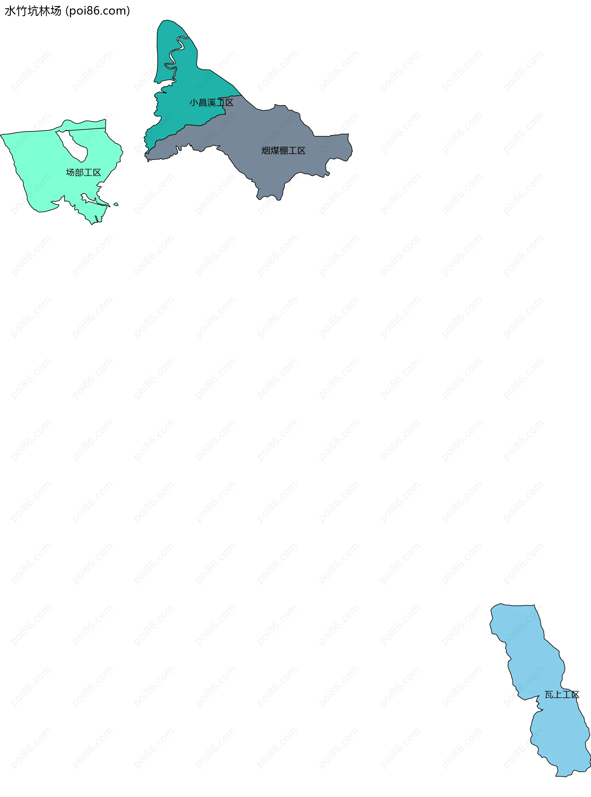 水竹坑林场边界地图(五级行政区划)