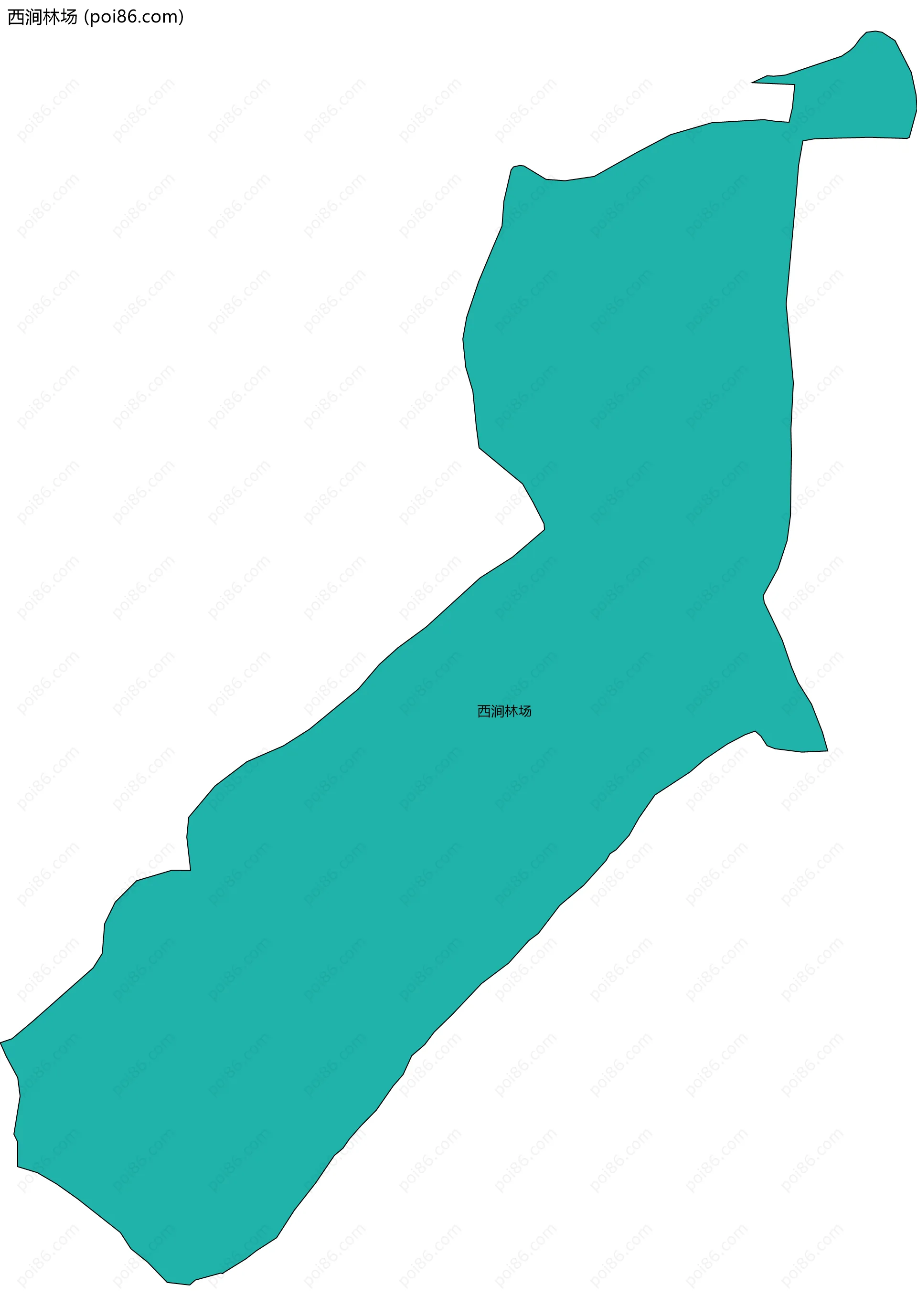 西涧林场边界地图(五级行政区划)