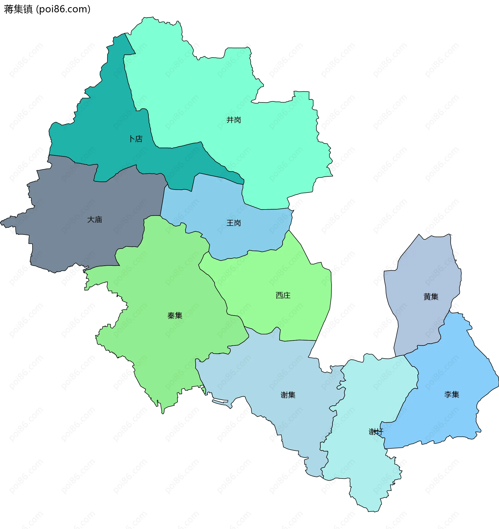 蒋集镇边界地图(五级行政区划)