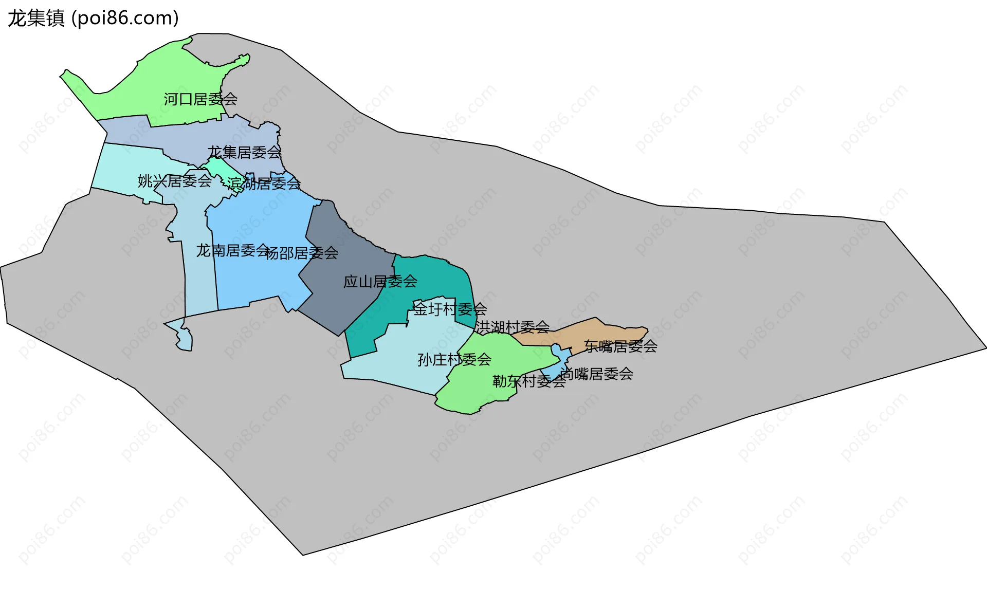 龙集镇边界地图(五级行政区划)