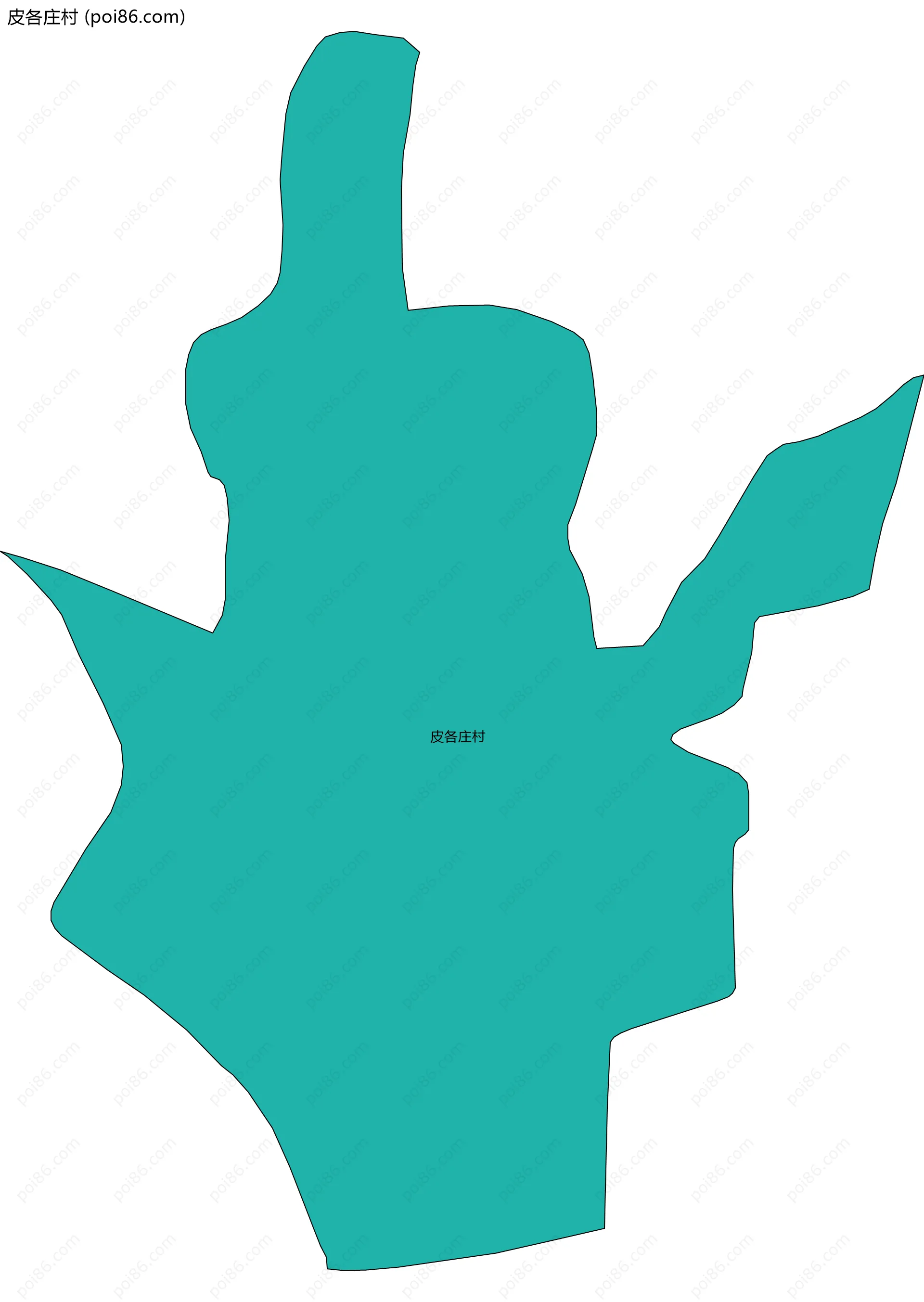 皮各庄村边界地图