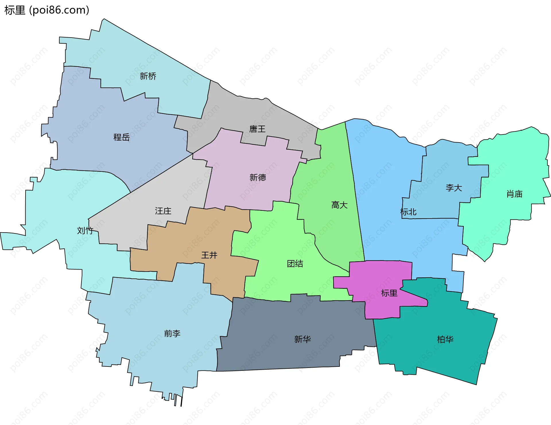 标里边界地图(五级行政区划)
