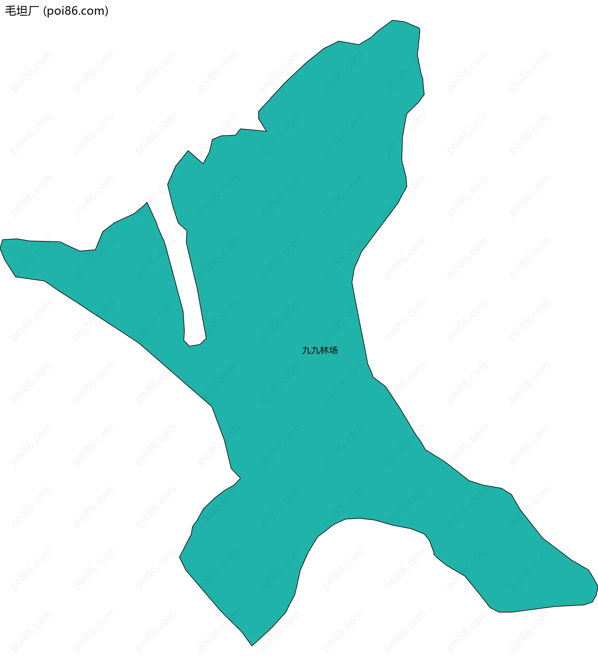 毛坦厂边界地图(五级行政区划)