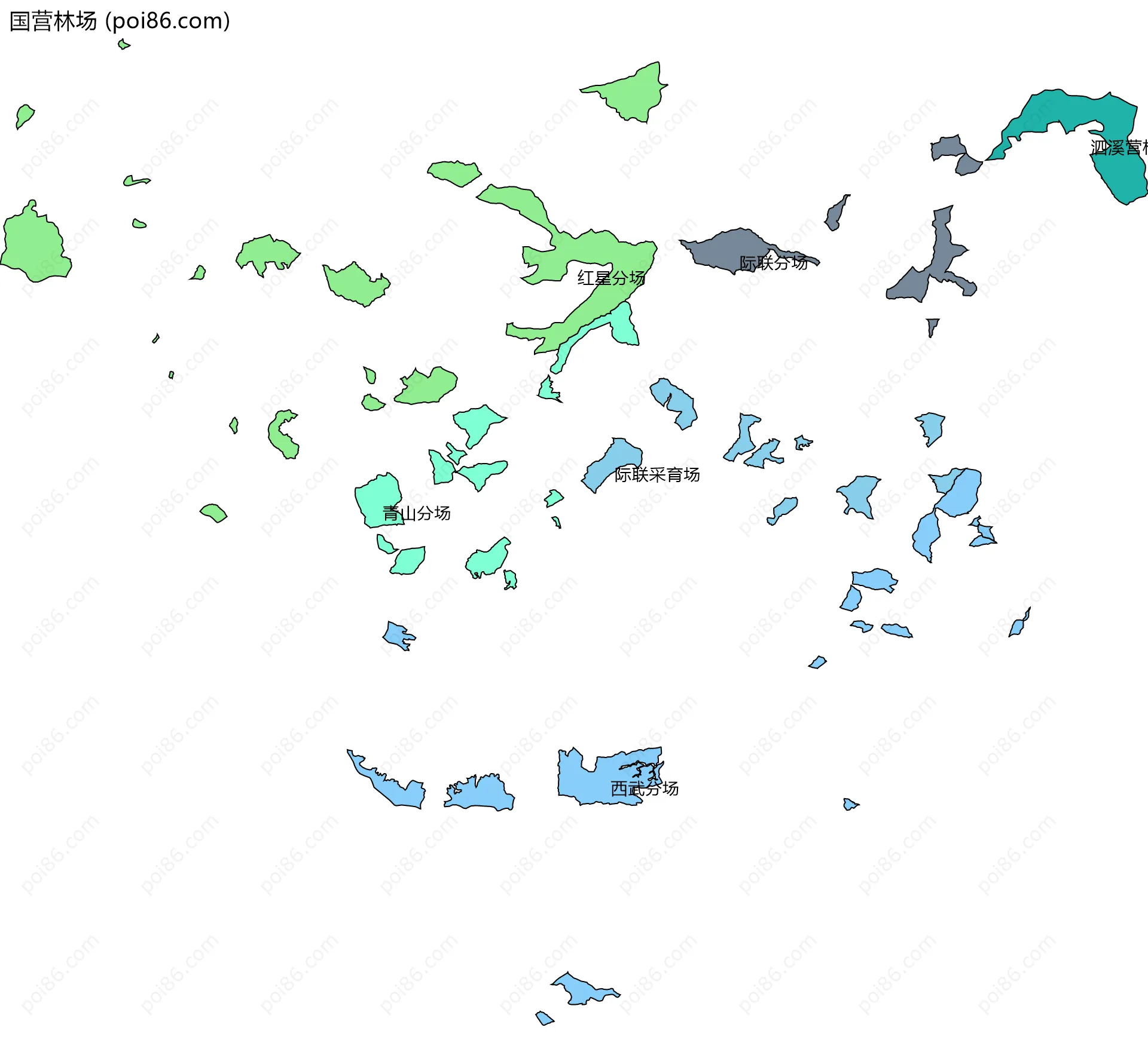 国营林场边界地图(五级行政区划)