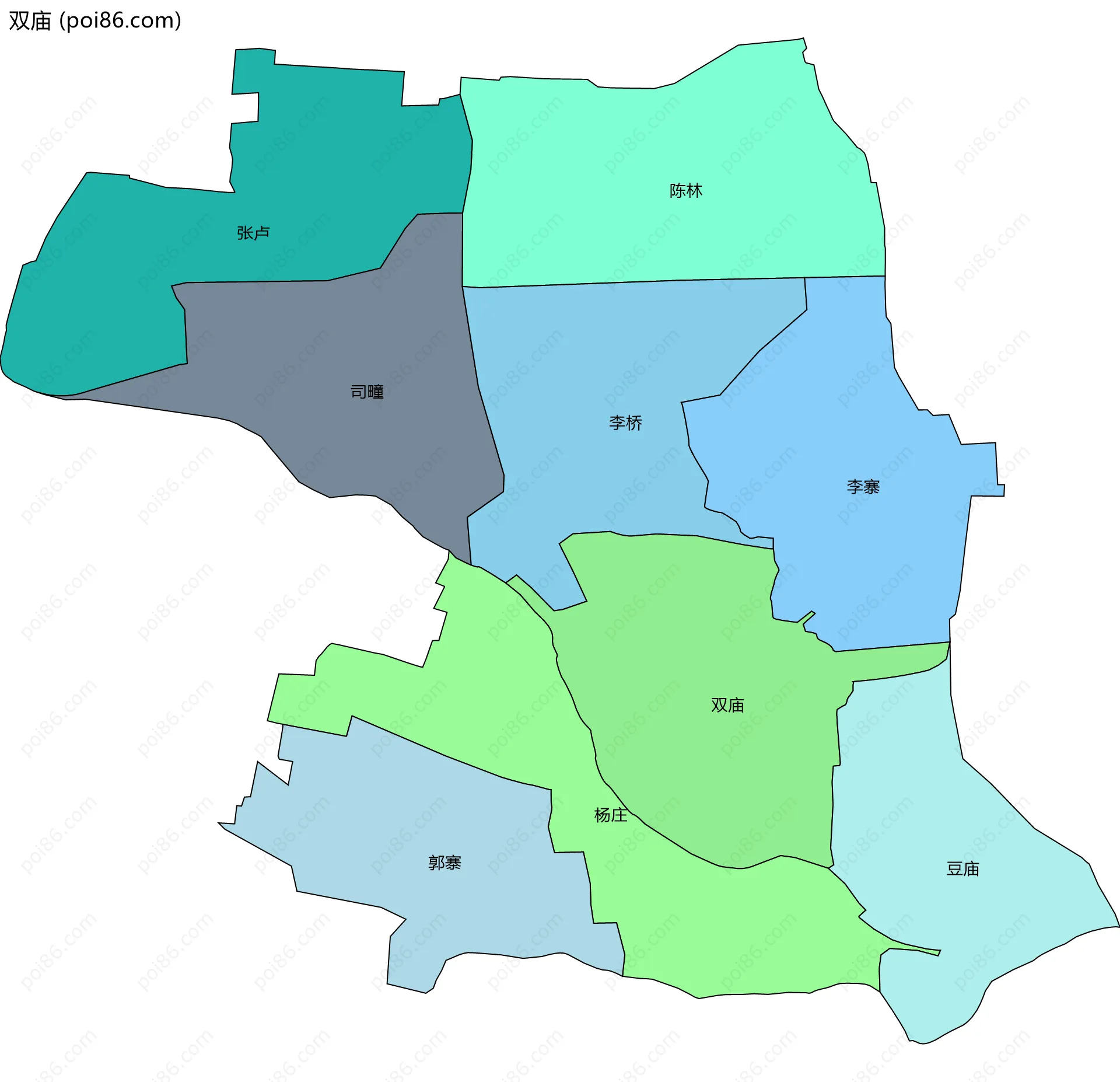 双庙边界地图(五级行政区划)