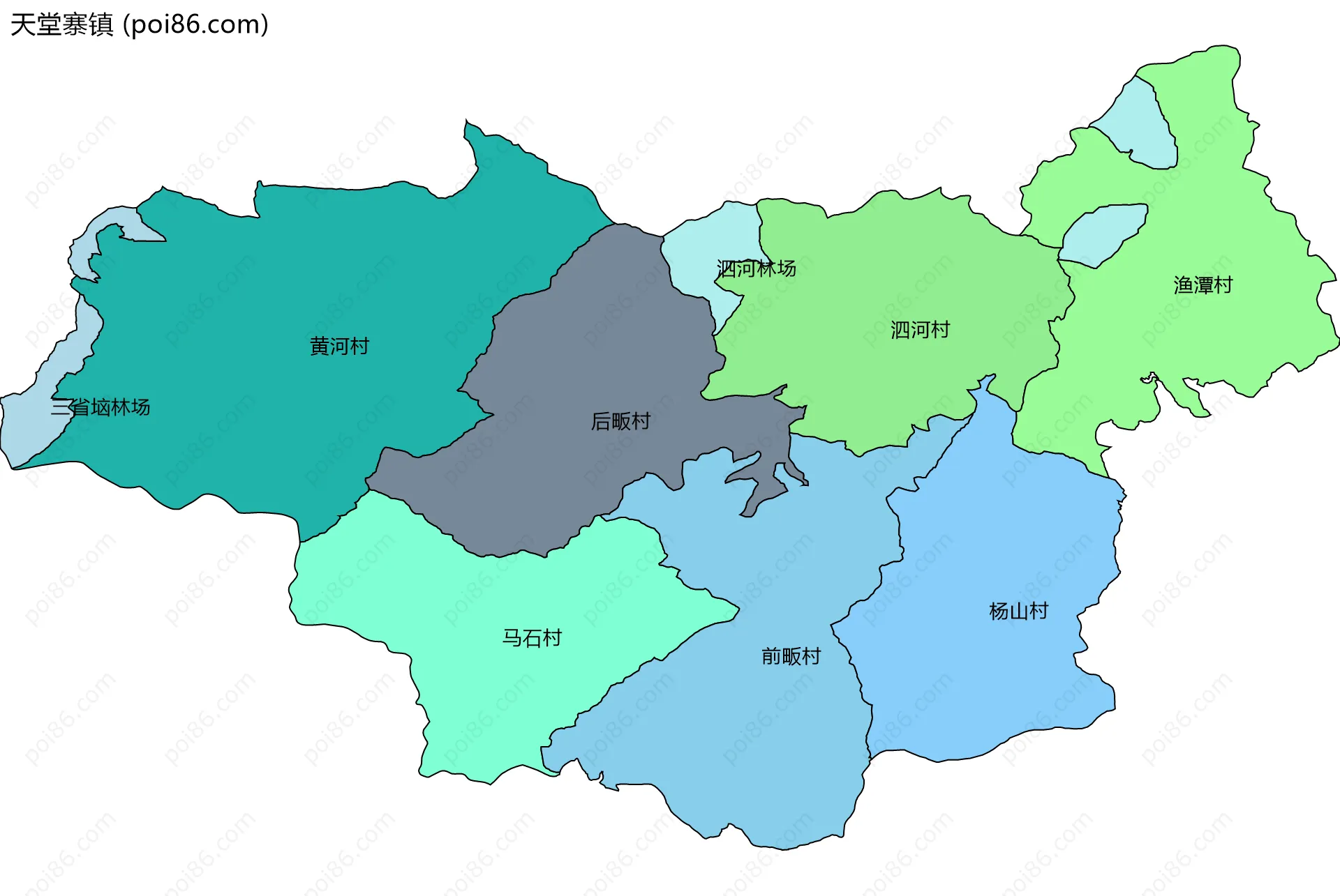 天堂寨镇边界地图(五级行政区划)