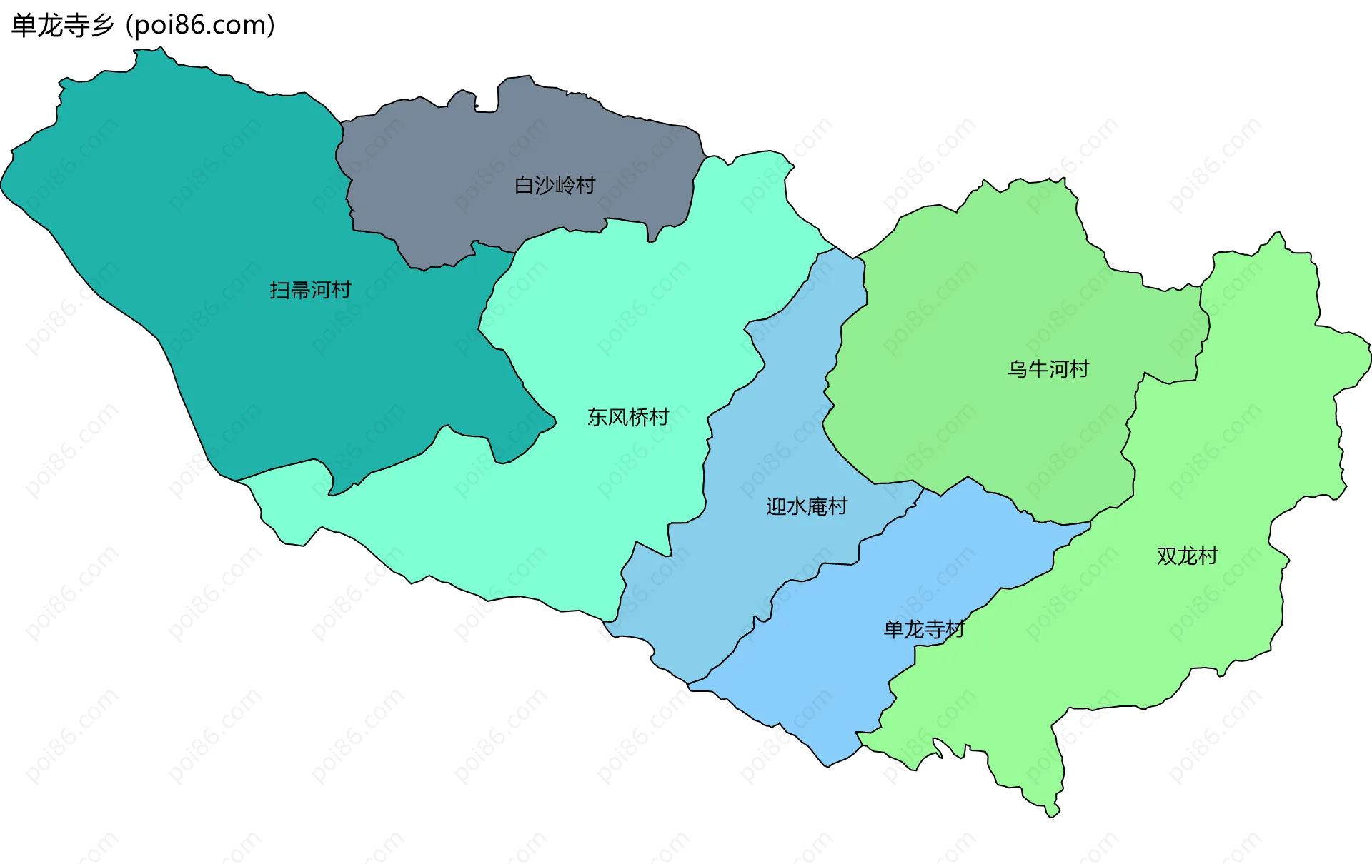 单龙寺乡边界地图(五级行政区划)
