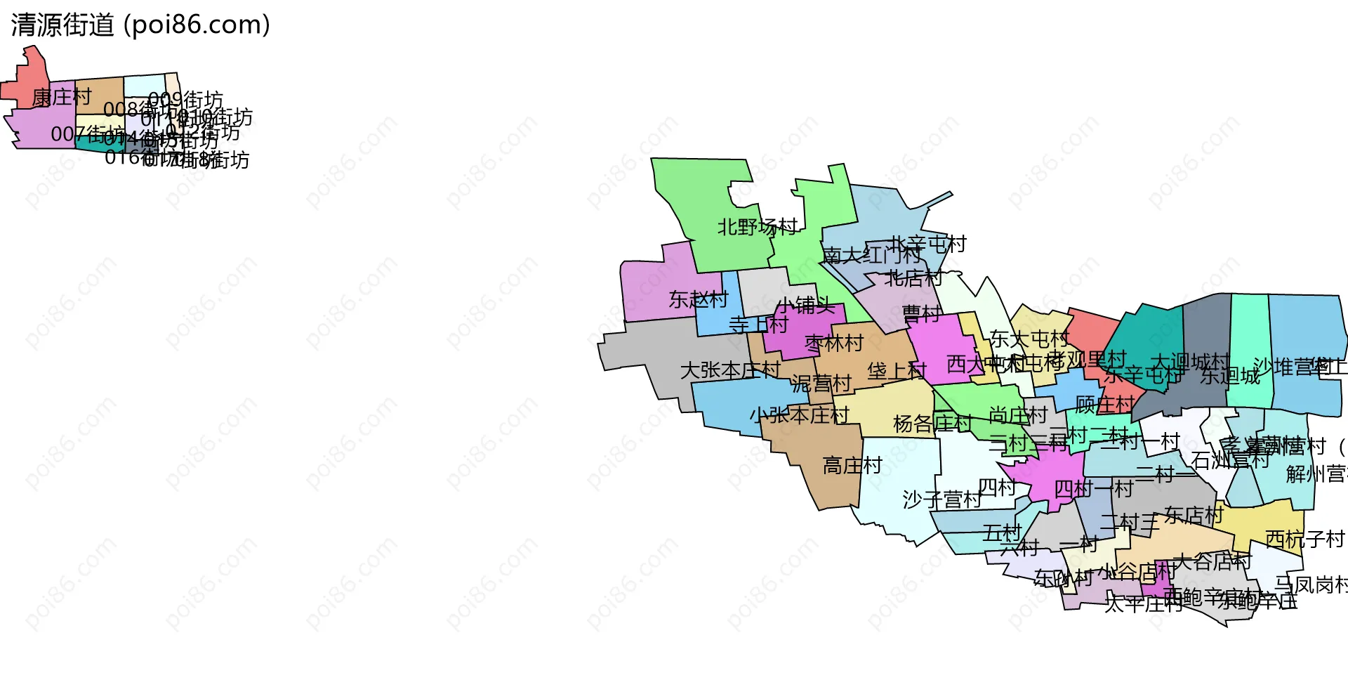 清源街道边界地图(五级行政区划)