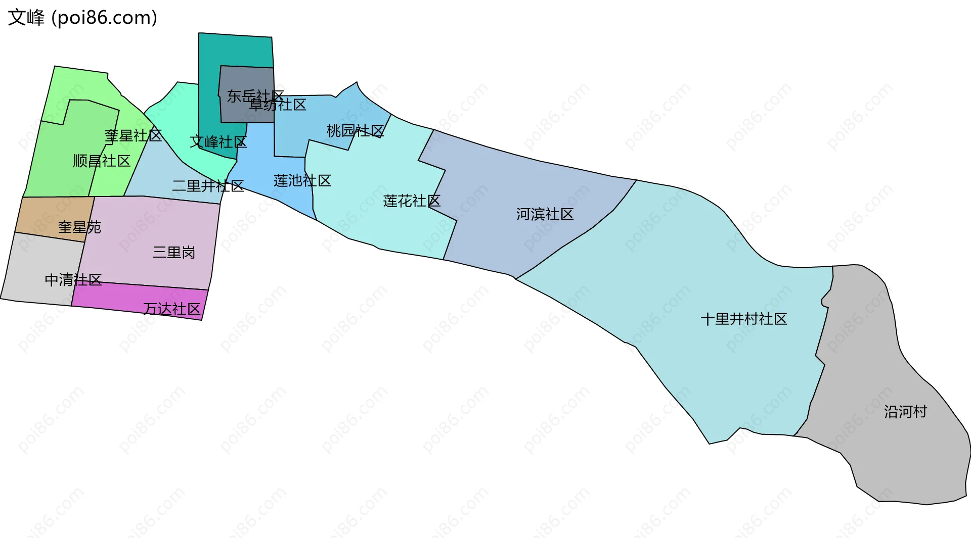 文峰边界地图(五级行政区划)