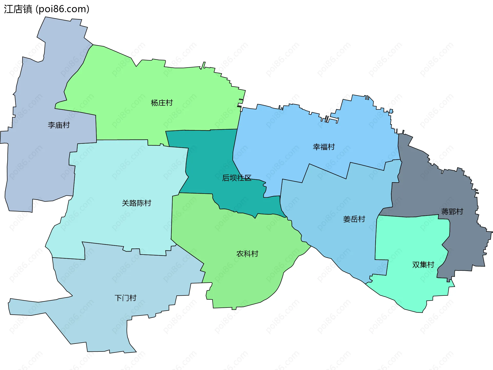 江店镇边界地图(五级行政区划)