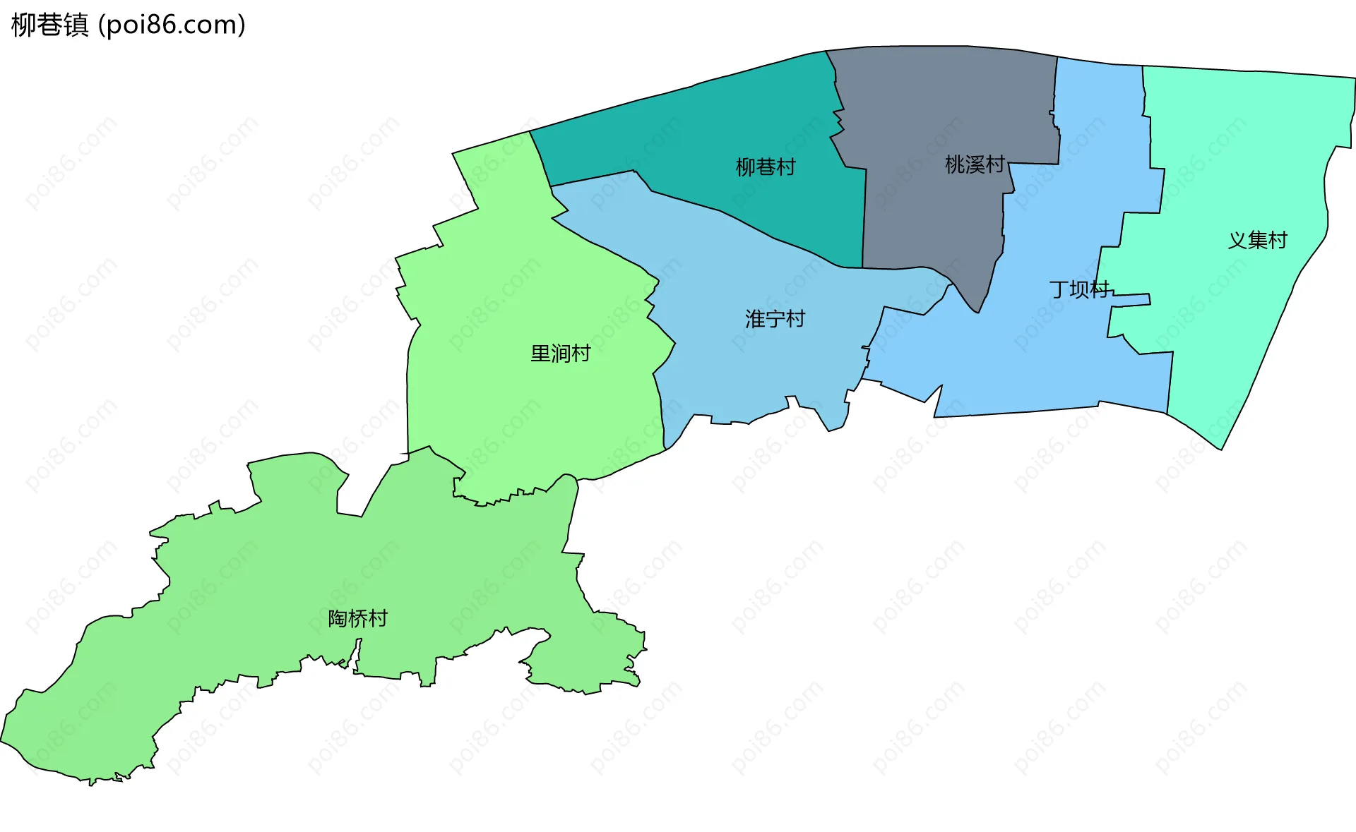 柳巷镇边界地图(五级行政区划)